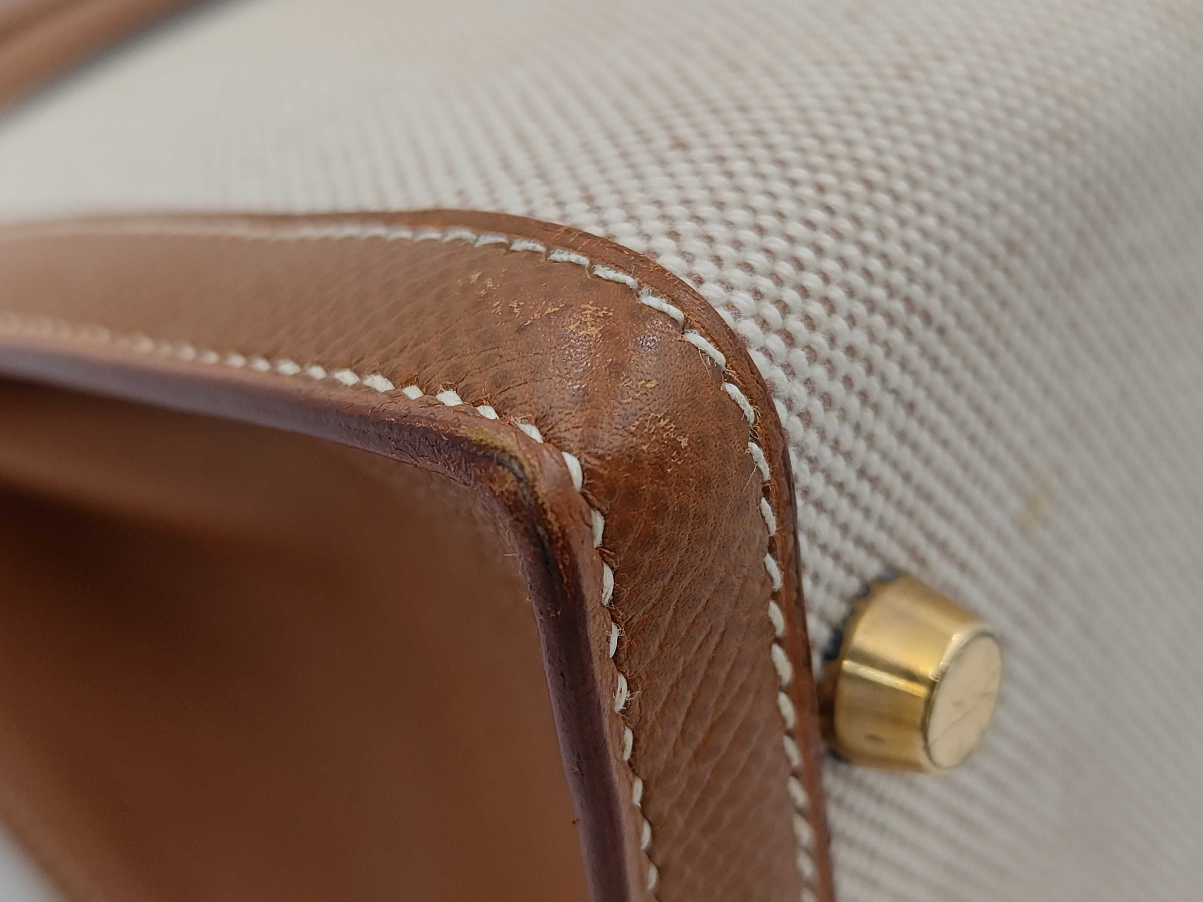 Kelly 28cm Toile H/Leather Gold/Natural 12+ X Handbag — view 6
