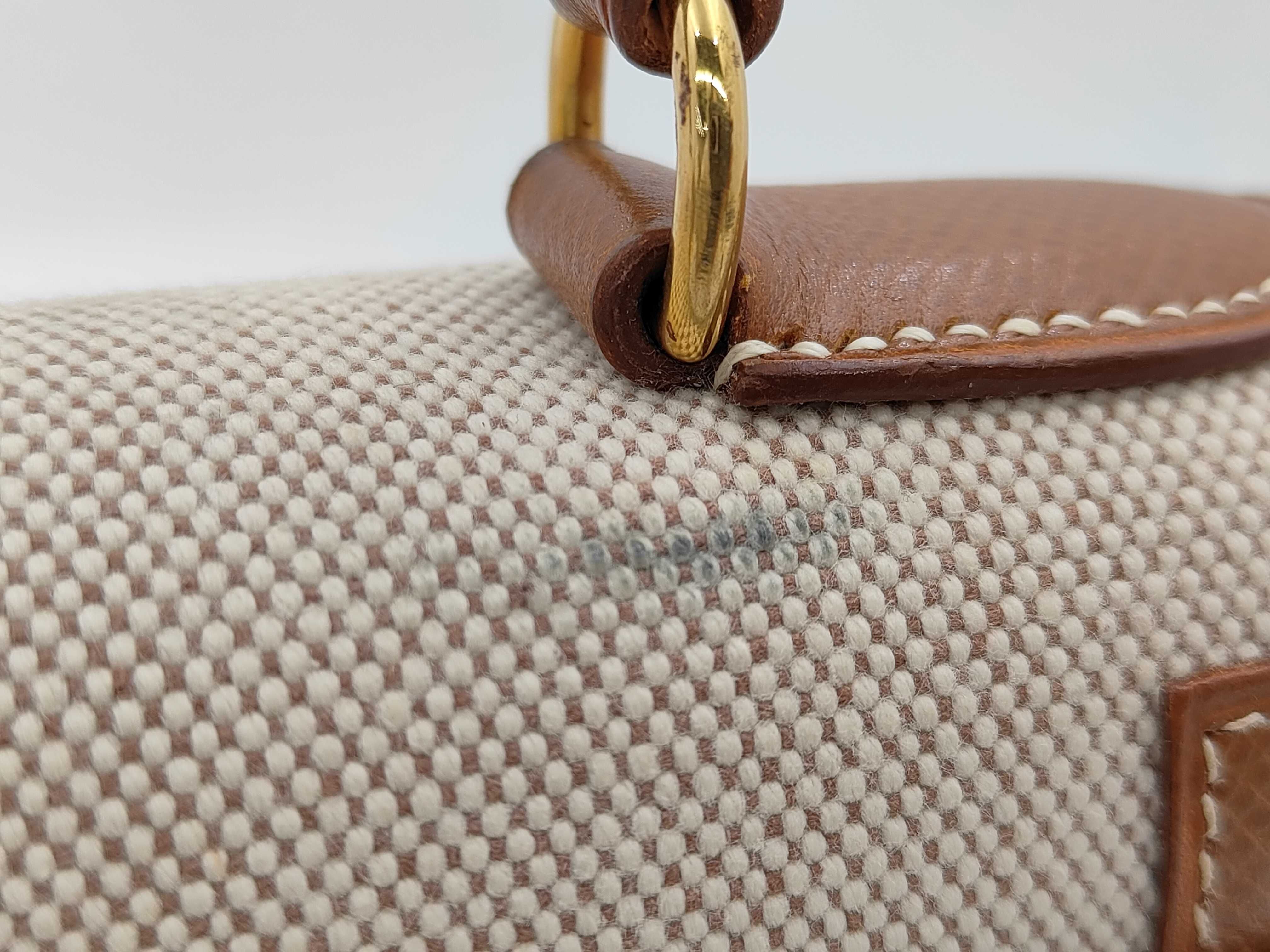 Kelly 28cm Toile H/Leather Gold/Natural 12+ X Handbag — view 8