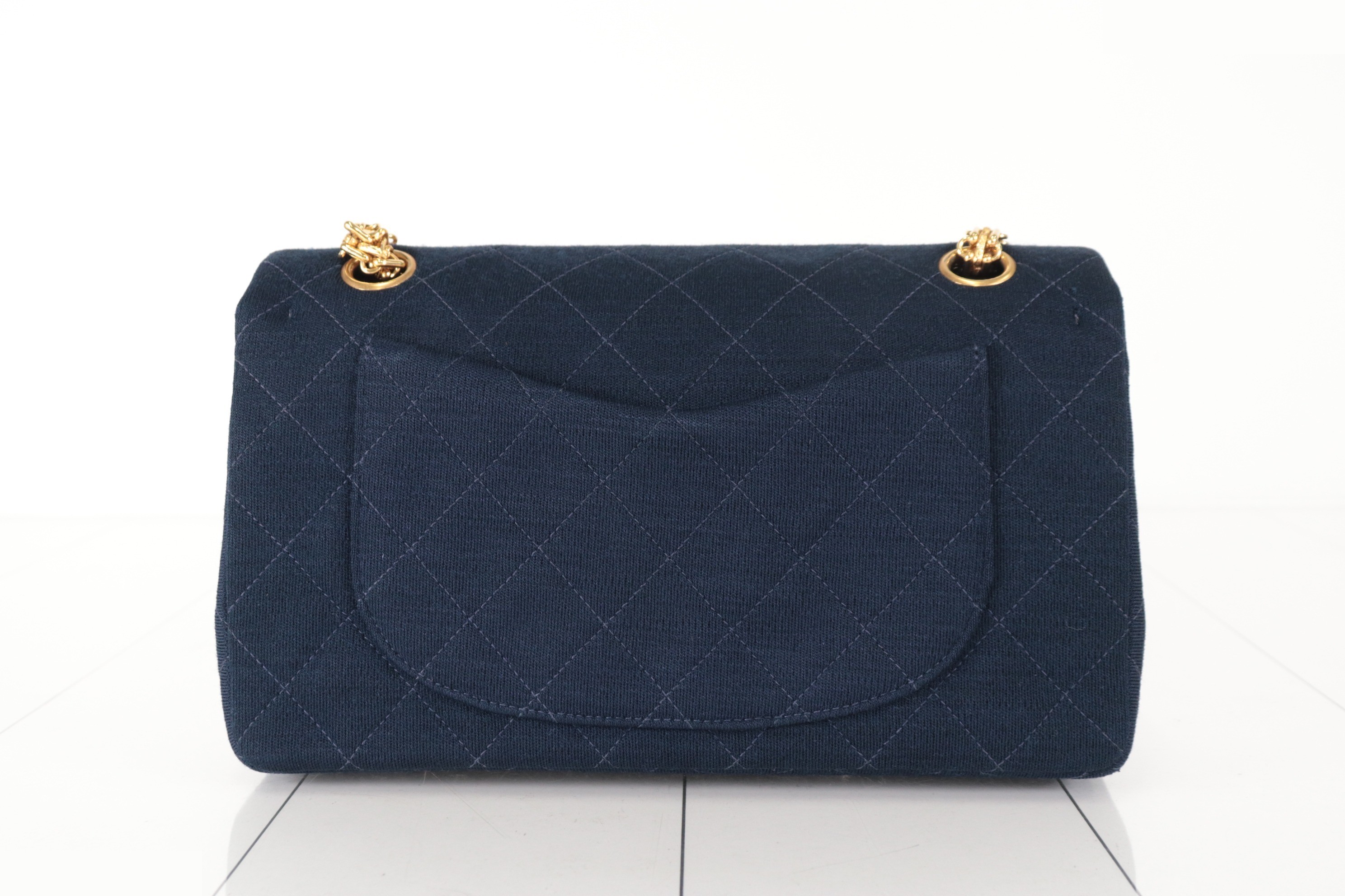 Double flap 23 cotton 2.55 chain shoulder bag navy 3 series — view 2