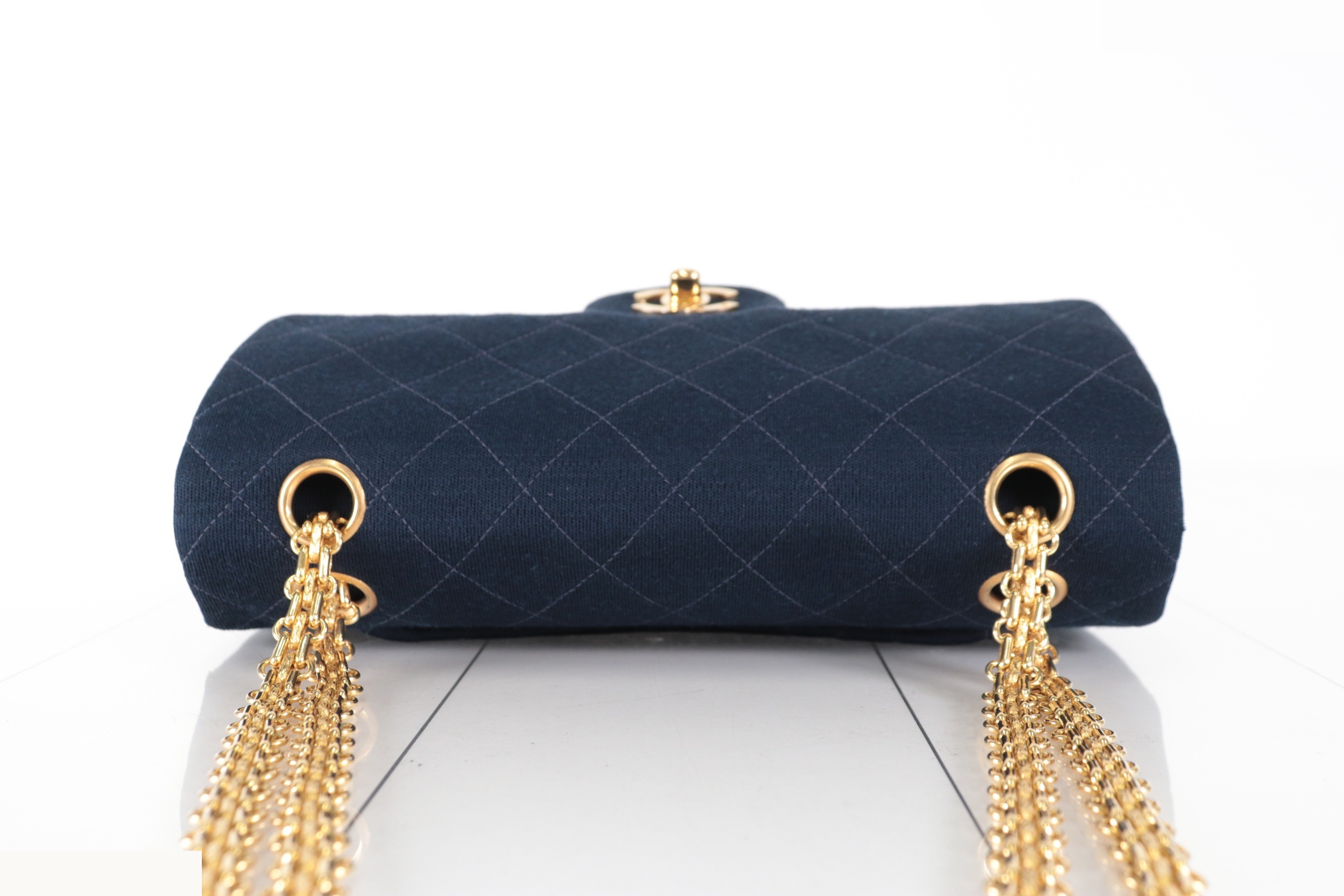 Double flap 23 cotton 2.55 chain shoulder bag navy 3 series — view 5