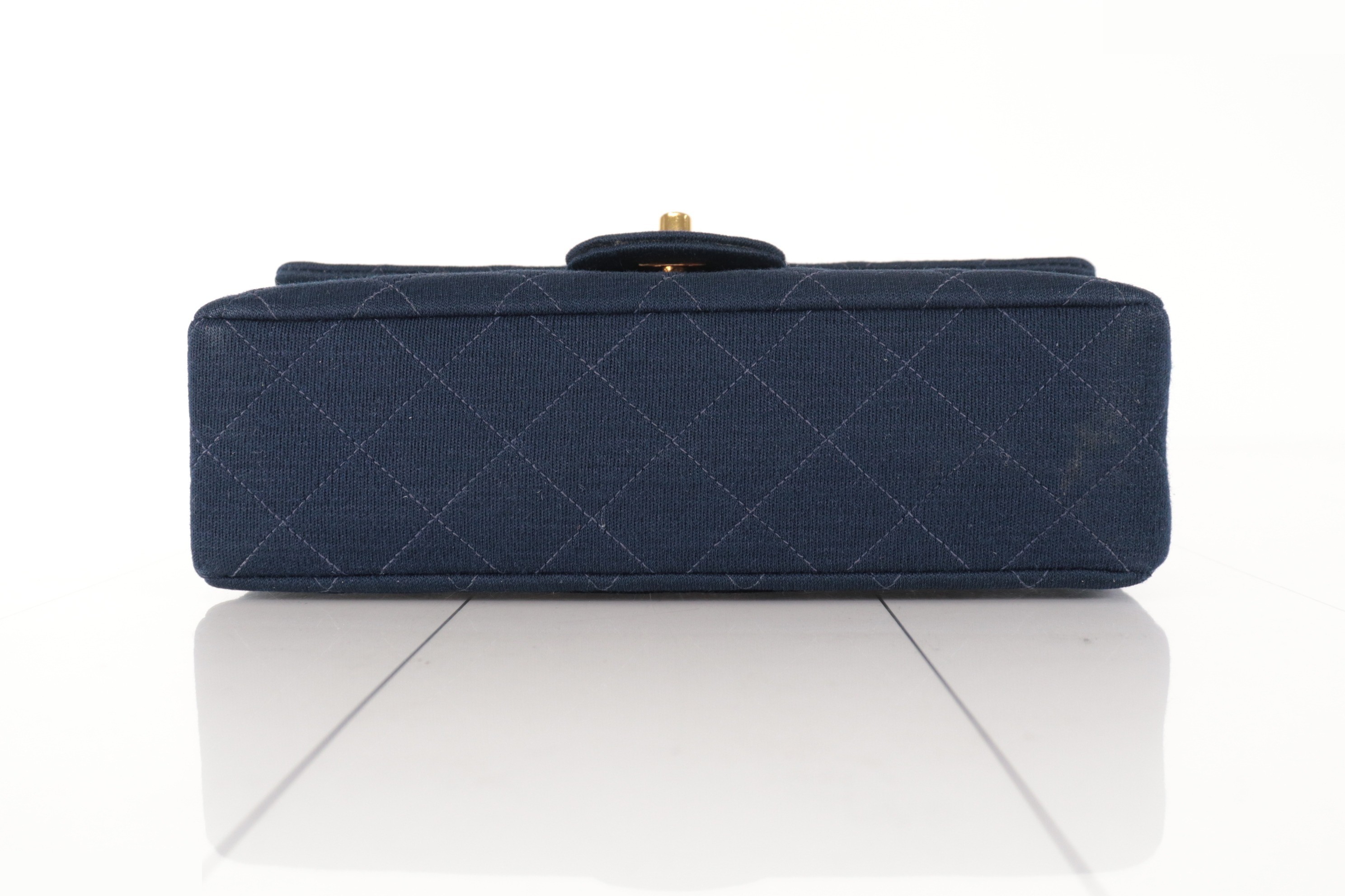 Double flap 23 cotton 2.55 chain shoulder bag navy 3 series — view 7