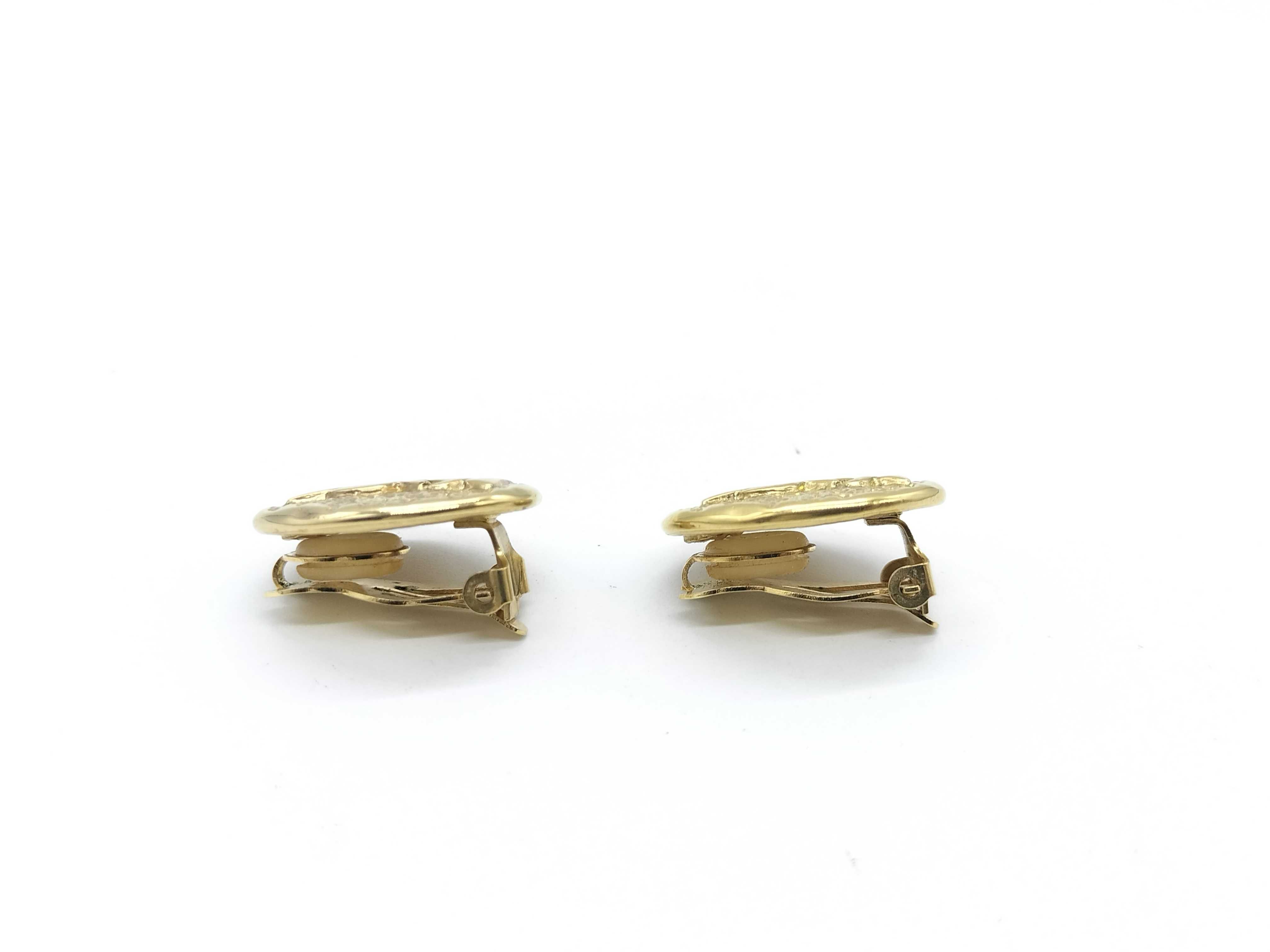Round Earrings with Logo, Gold Earrings — view 2