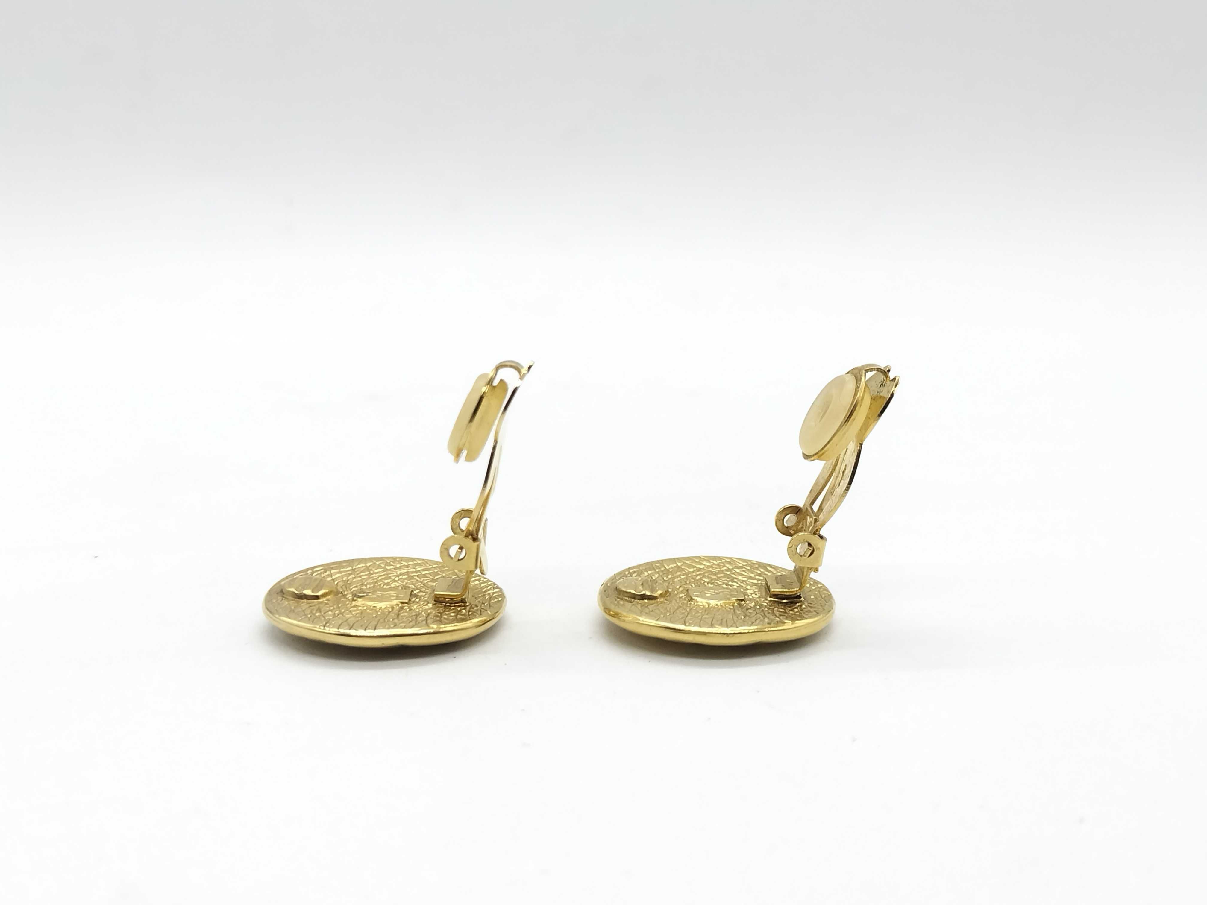 Round Earrings with Logo, Gold Earrings — view 4