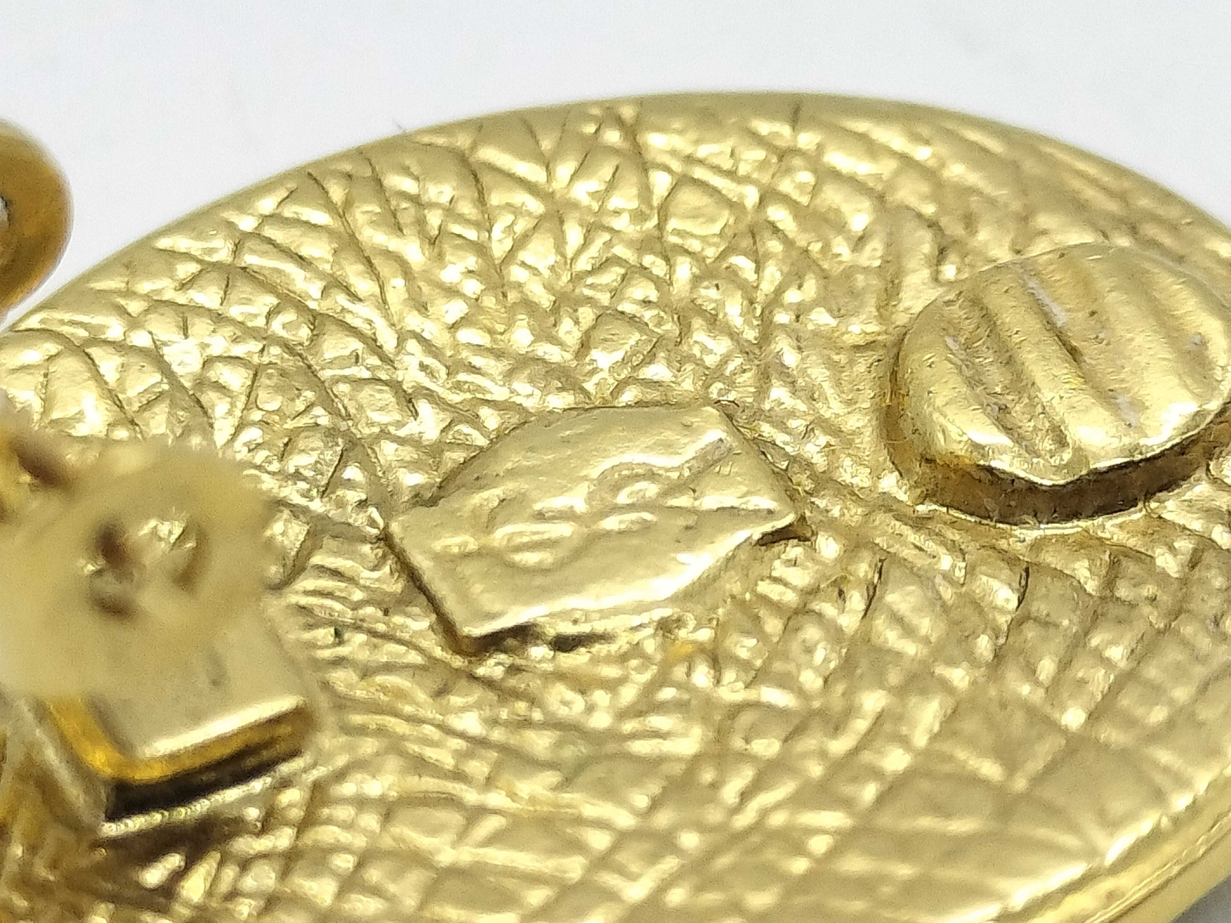 Round Earrings with Logo, Gold Earrings — view 5