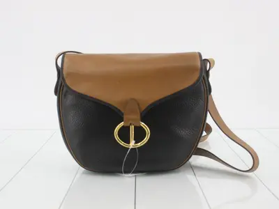 Shoulder bag, brown, black, leather