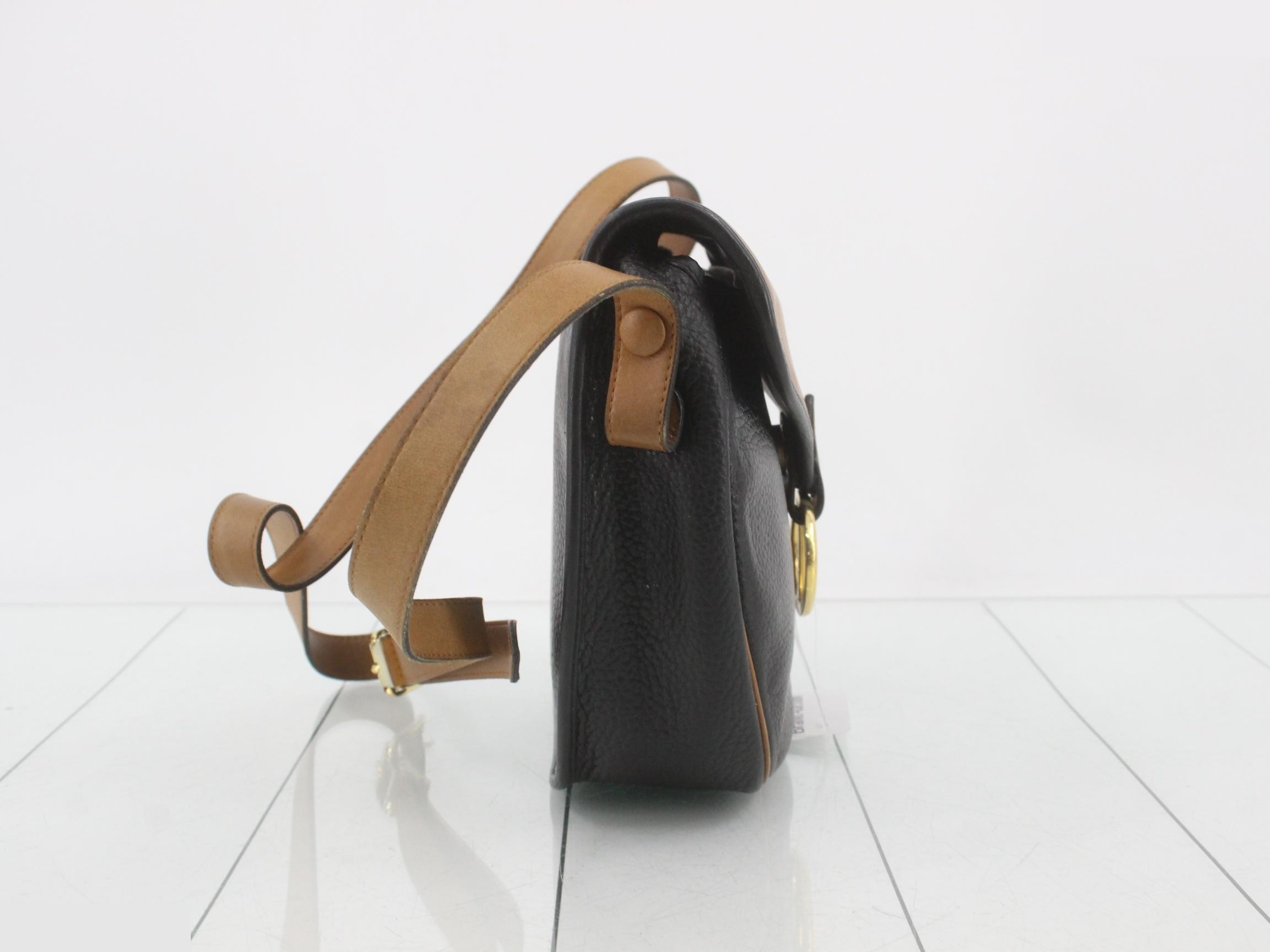 Shoulder bag, brown, black, leather — view 4
