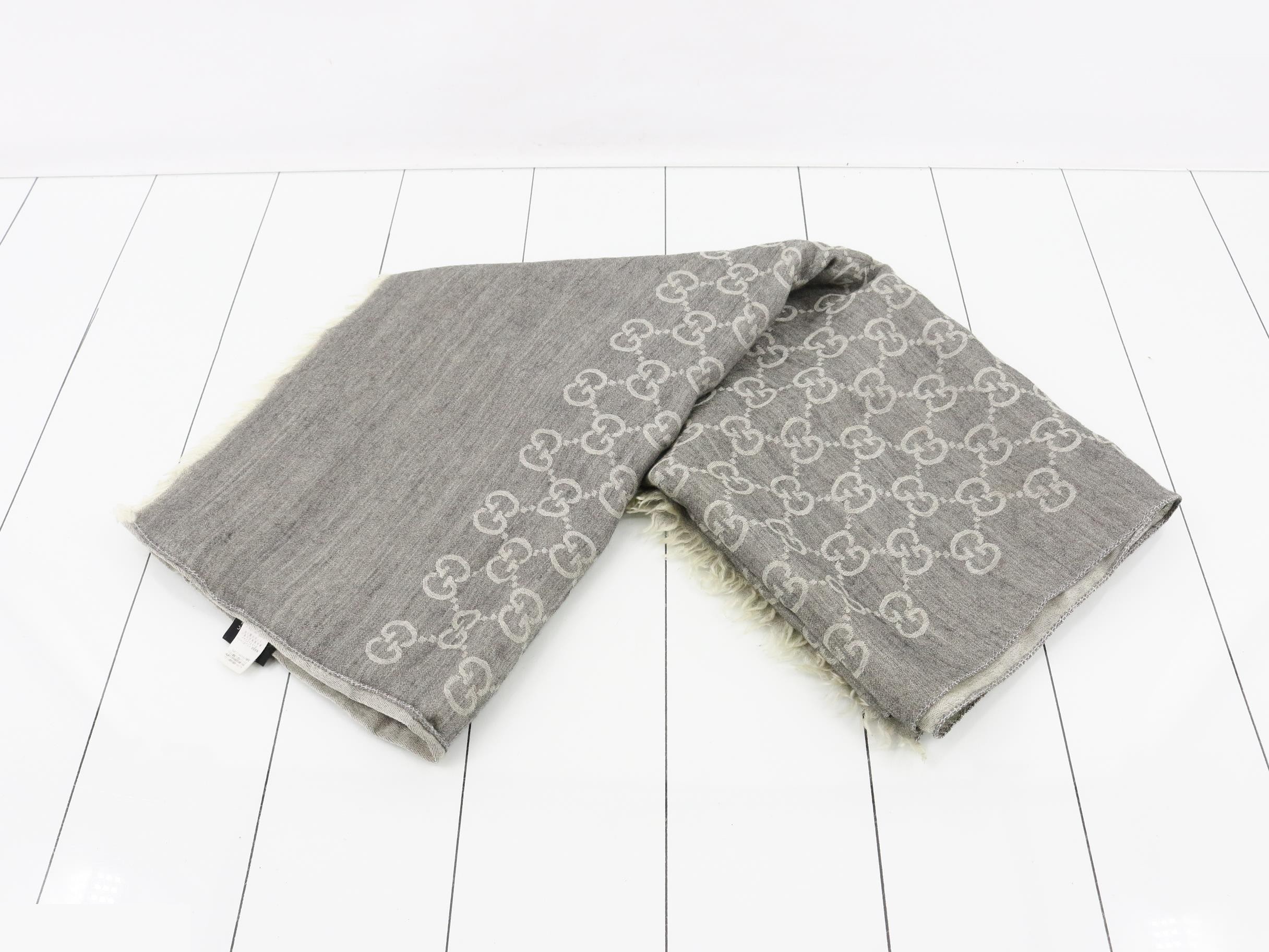 GG pattern stole, gray, 165903, 3G646, 1400 — view 2