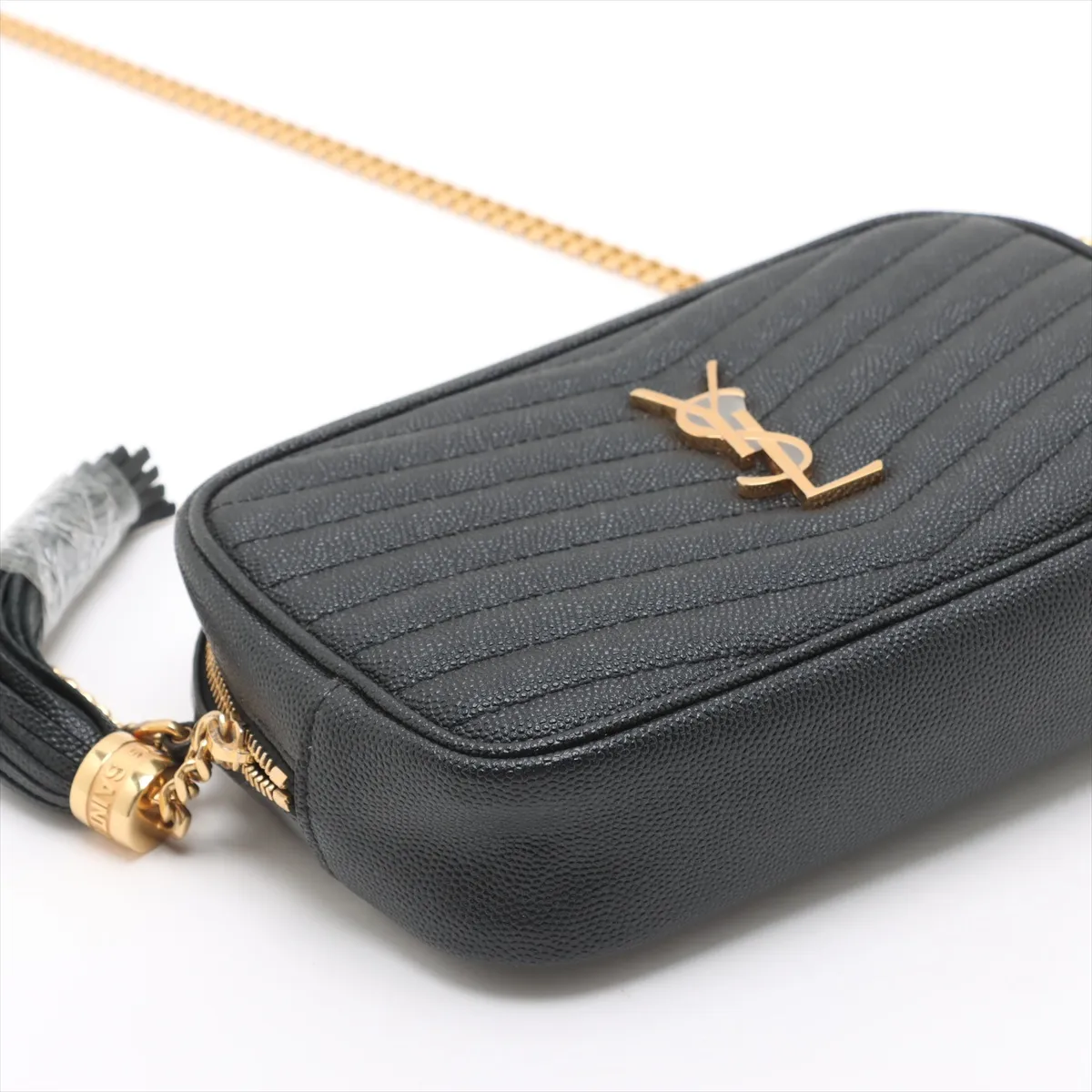 Roux Leather Chain Shoulder Bag Black 612579 — view 4