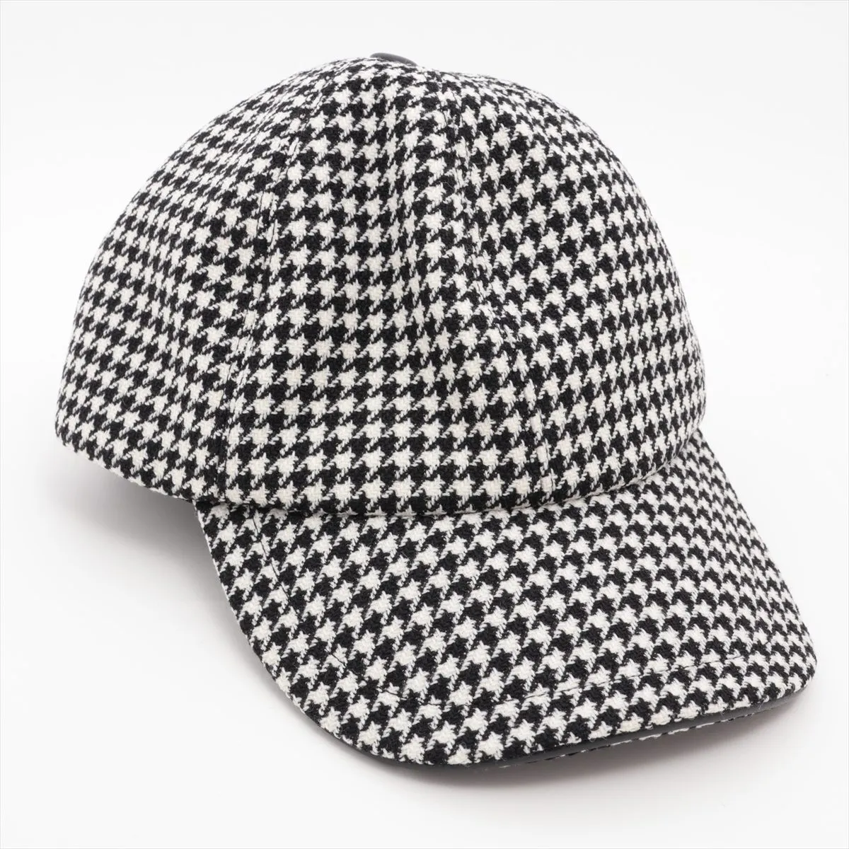 25PDP922I120 Cap, Size 58, Wool x Nylon, Black x White. Shows signs of wear, including — view 2