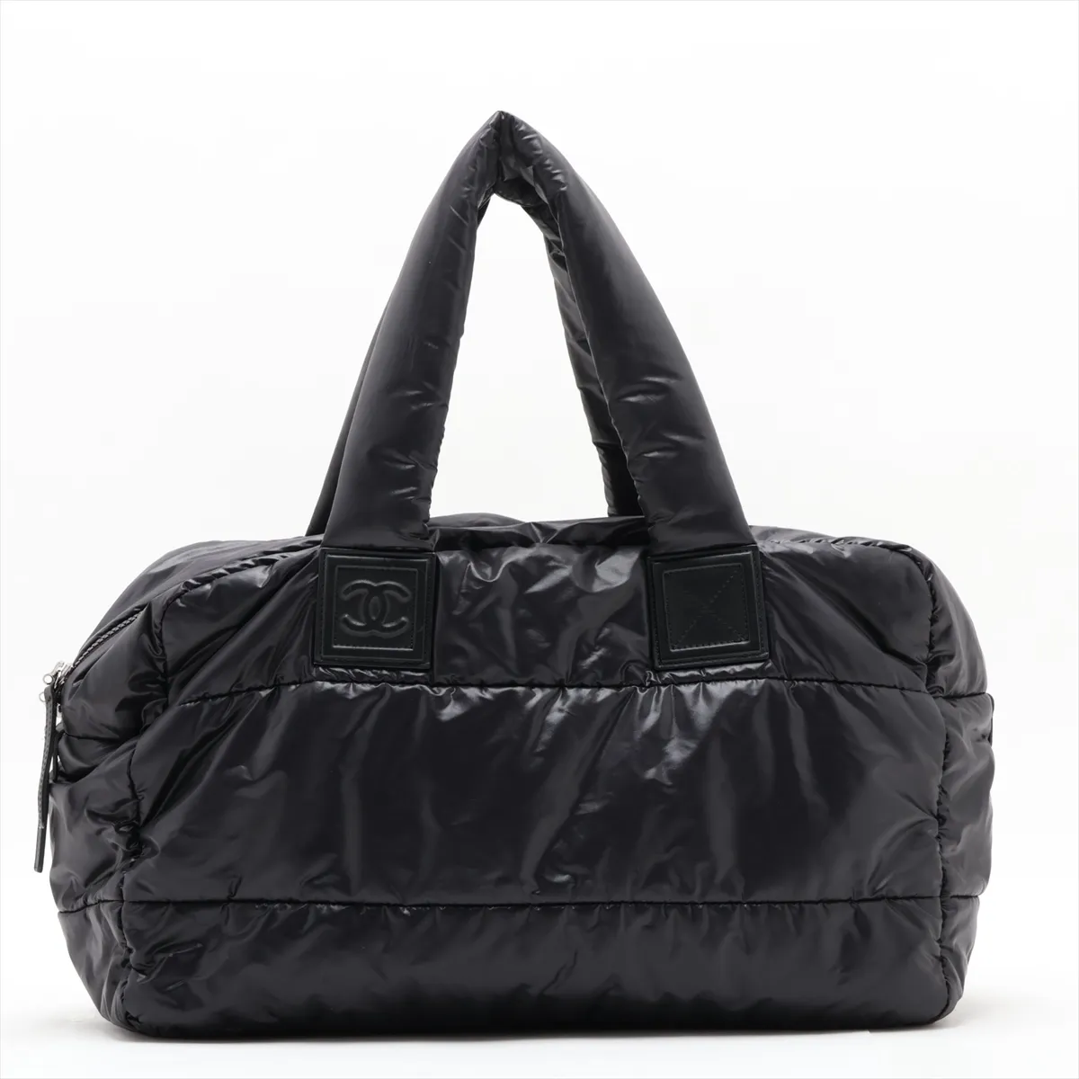 Coco Cocoon Nylon Boston Bag, Black with Silver Hardware, Item No. 12988793, Series 12