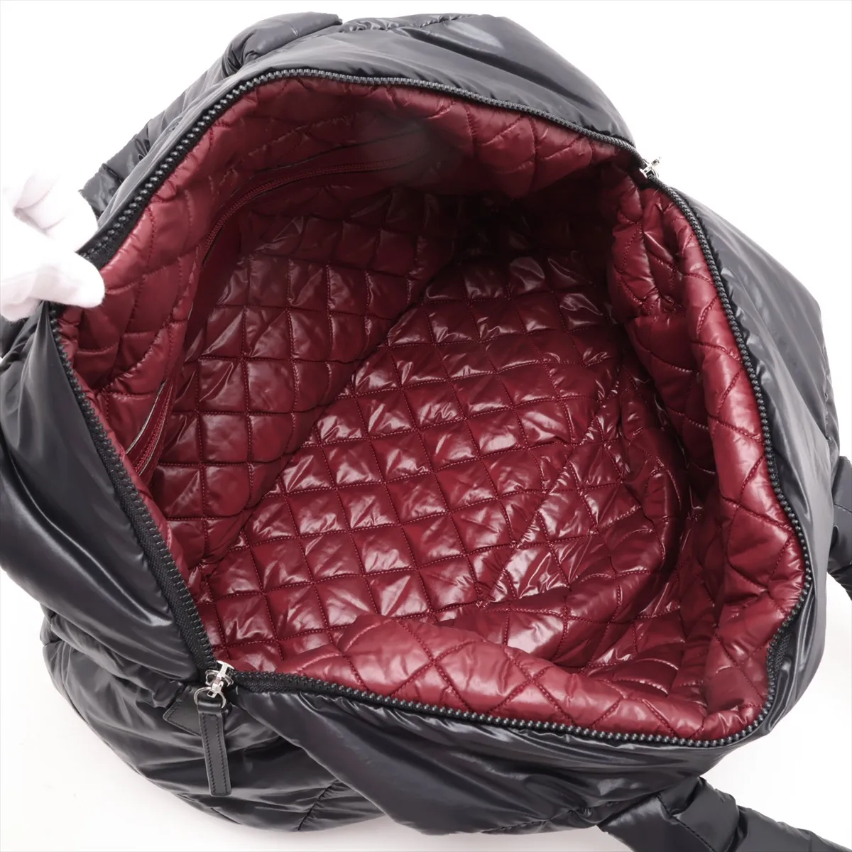 Coco Cocoon Nylon Boston Bag, Black with Silver Hardware, Item No. 12988793, Series 12 — view 7