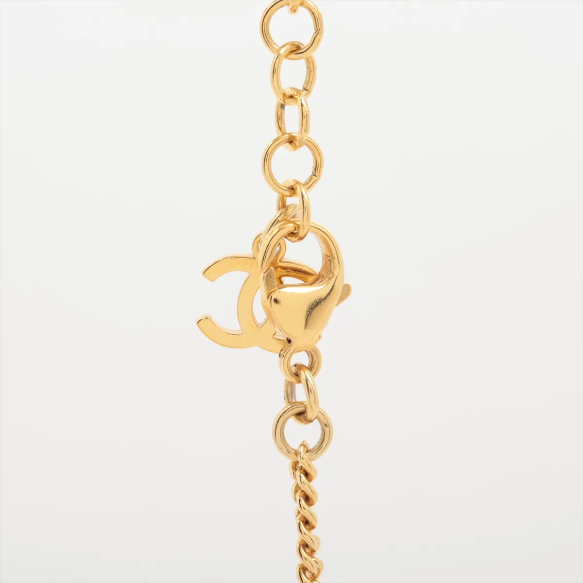 Coco Mark F24C Necklace, GP x Rhinestone x Faux Pearl, Gold, — view 3