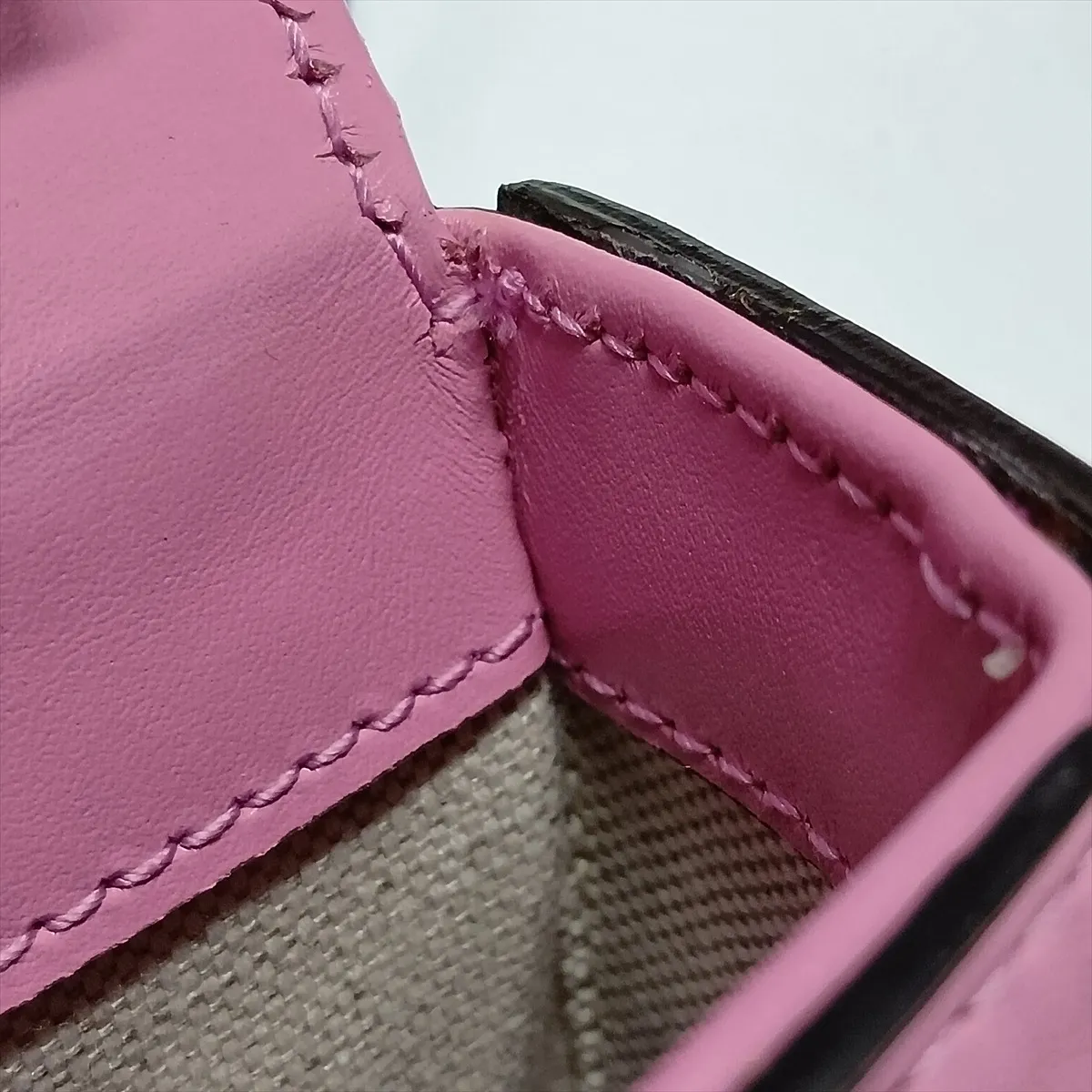 Bamboo Leather Shoulder Bag, Pink, 702106 — view 12