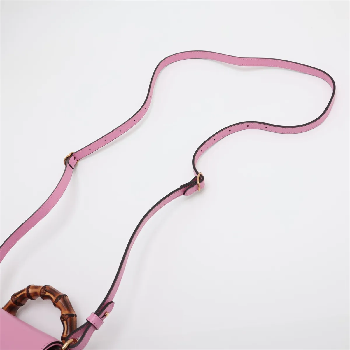 Bamboo Leather Shoulder Bag, Pink, 702106 — view 7