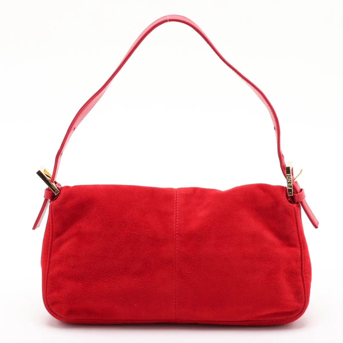 Mamma Bucket Suede x Leather Shoulder Bag, Red — view 2