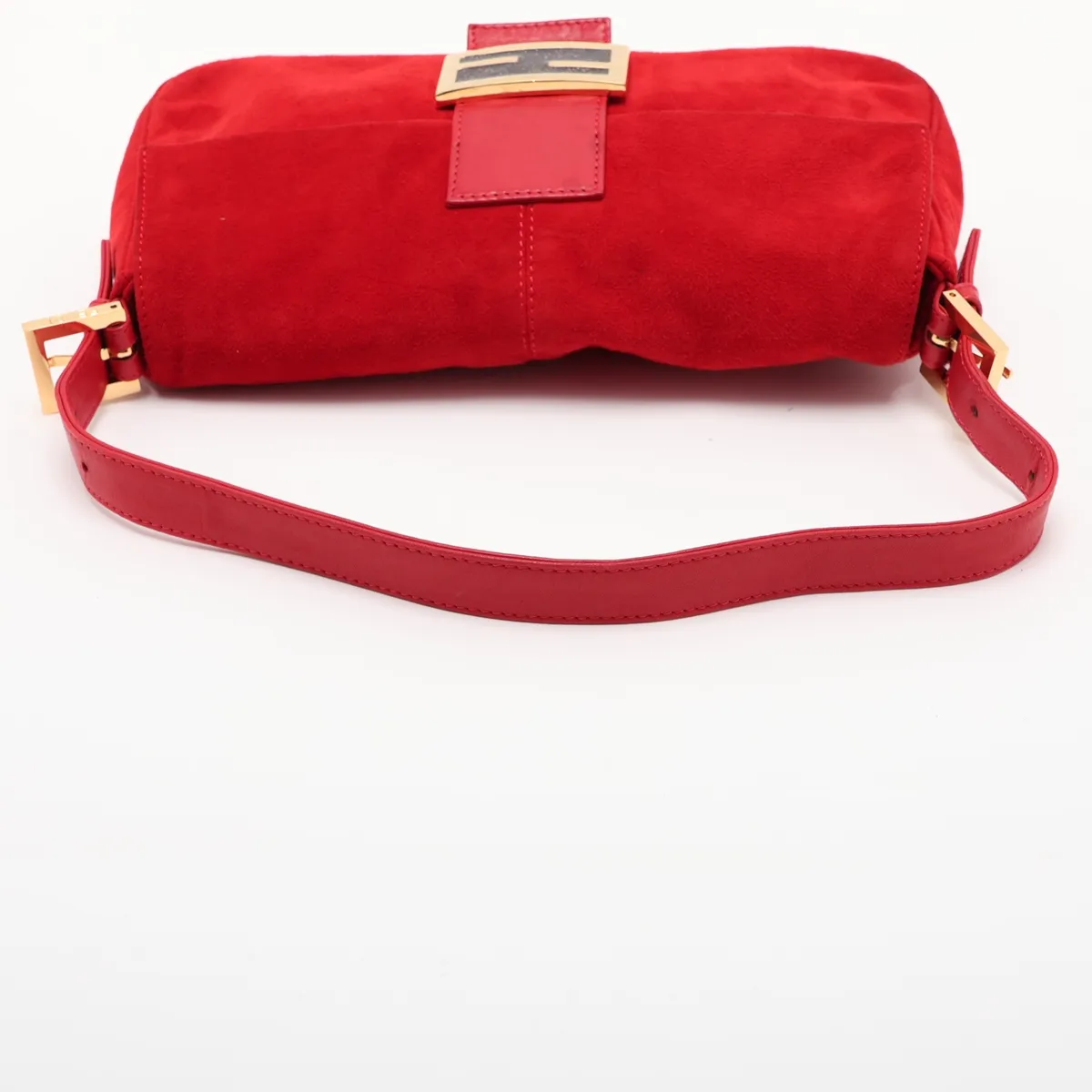 Mamma Bucket Suede x Leather Shoulder Bag, Red — view 5