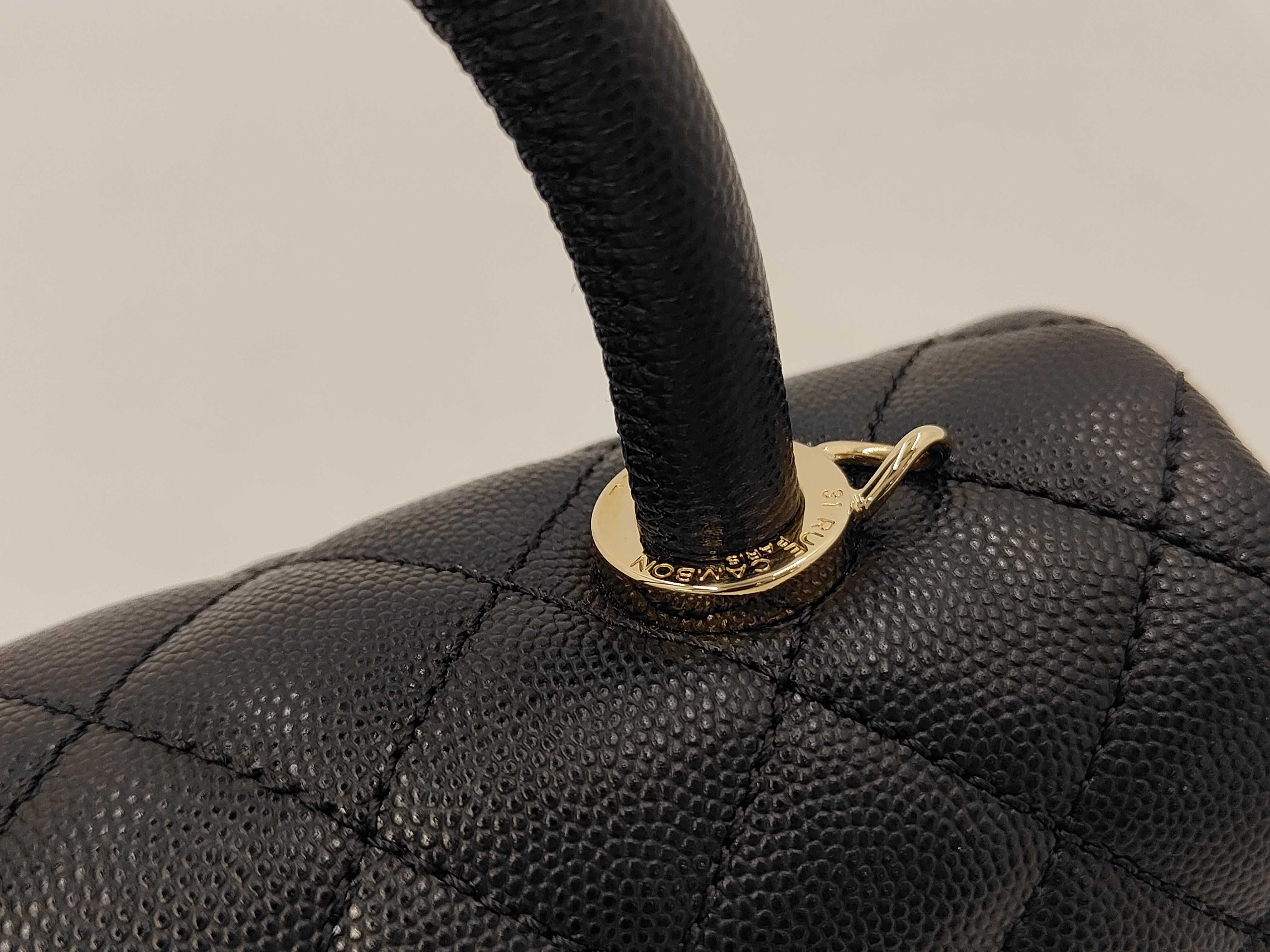 Matelassé Coco Handle XS Caviar Skin Black Shoulder Bag with Guarantee Seal. Includes box, dust bag, guarantee card, and seal. — view 3