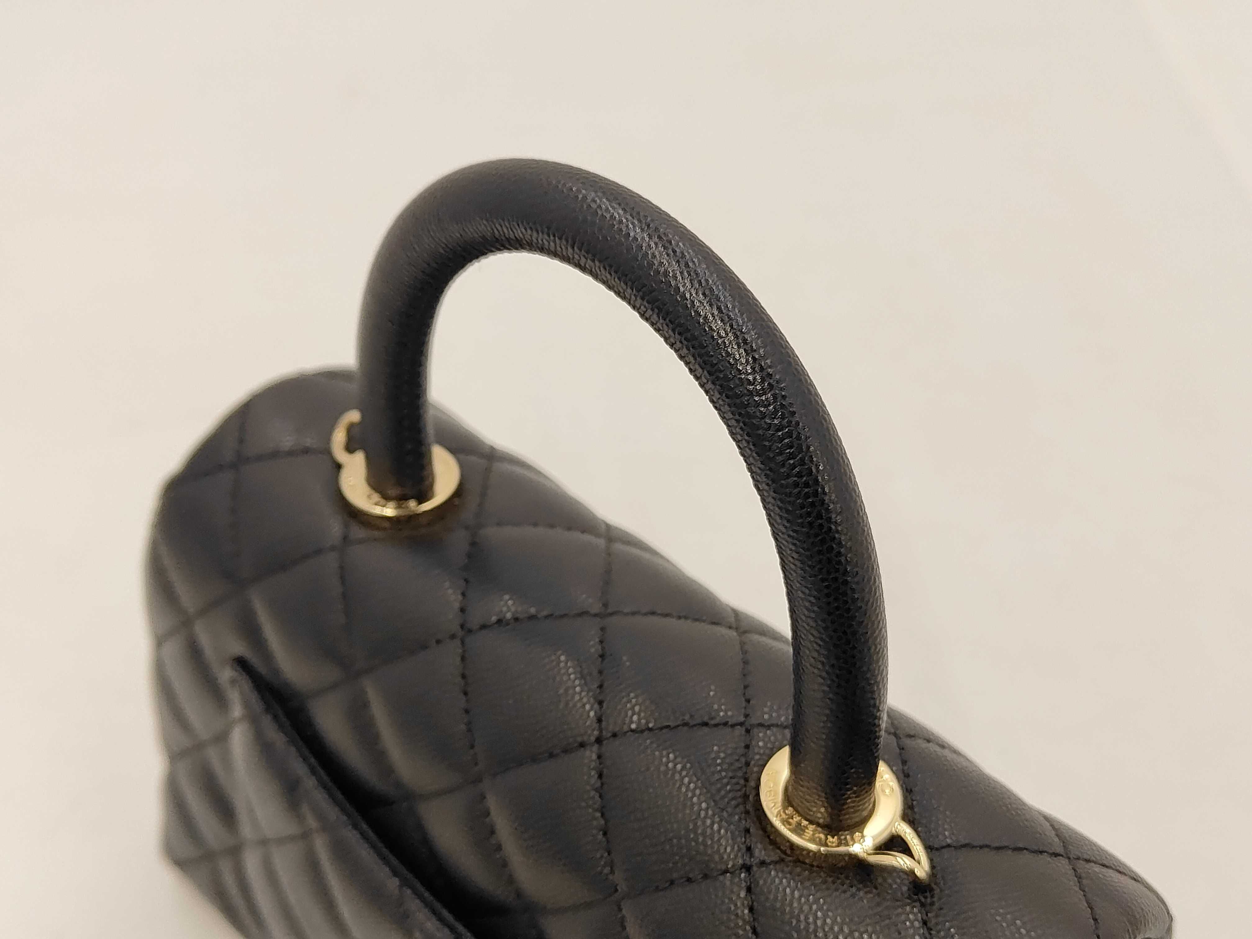 Matelassé Coco Handle XS Caviar Skin Black Shoulder Bag with Guarantee Seal. Includes box, dust bag, guarantee card, and seal. — view 4