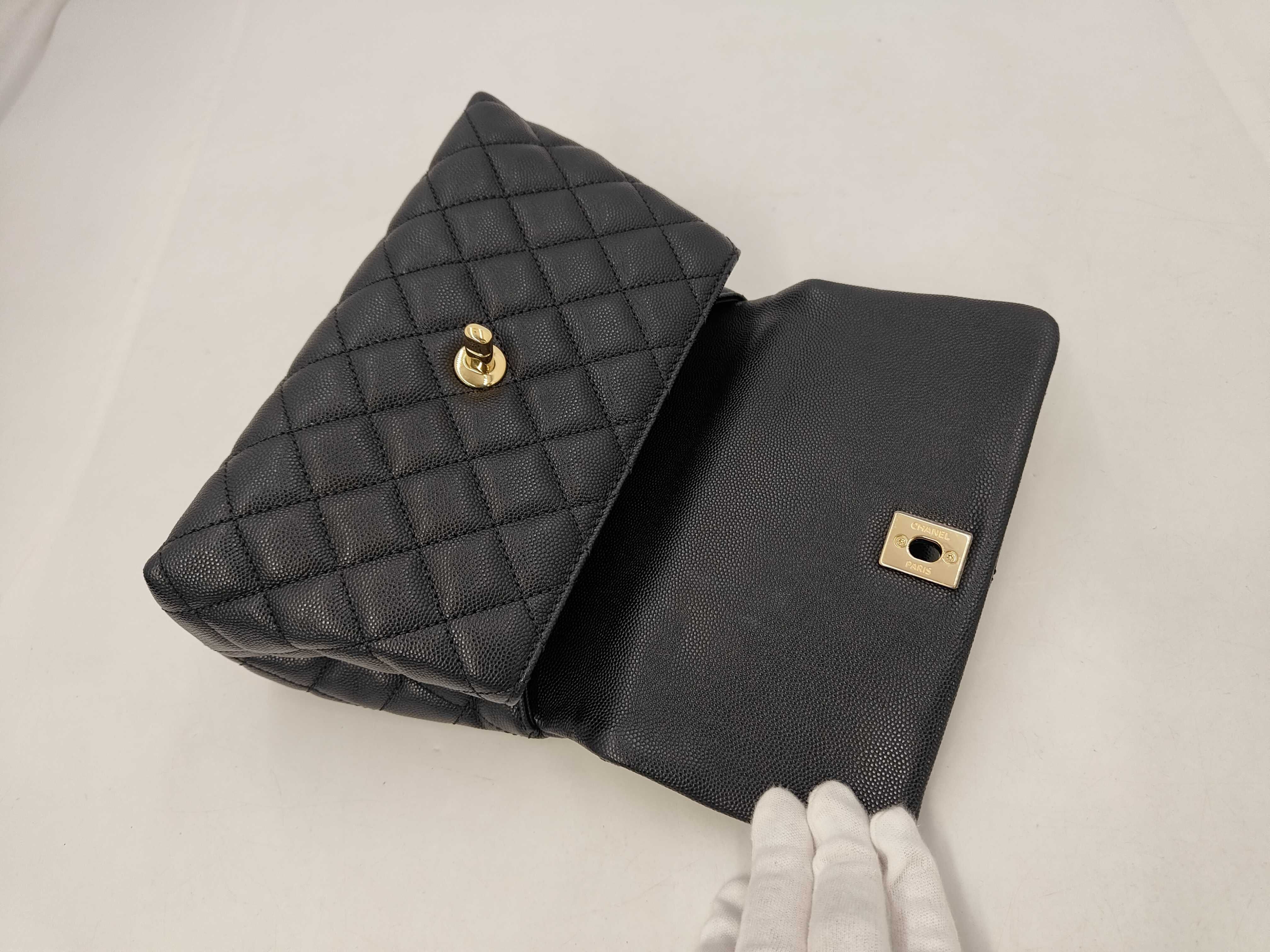 Matelassé Coco Handle XS Caviar Skin Black Shoulder Bag with Guarantee Seal. Includes box, dust bag, guarantee card, and seal. — view 8