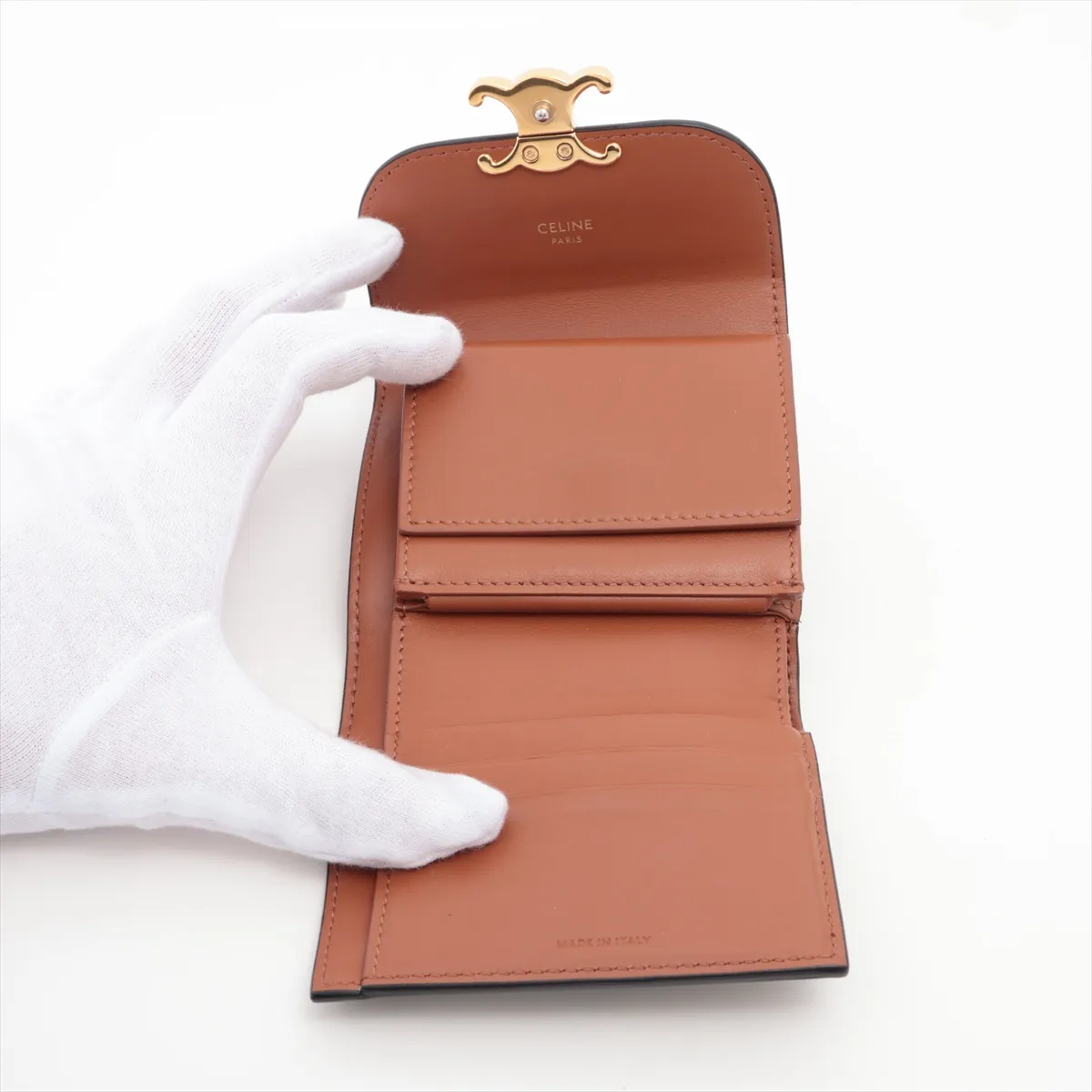 Triomphe Small Flap Wallet, PVC x Leather, Compact Wallet, Brown — view 4