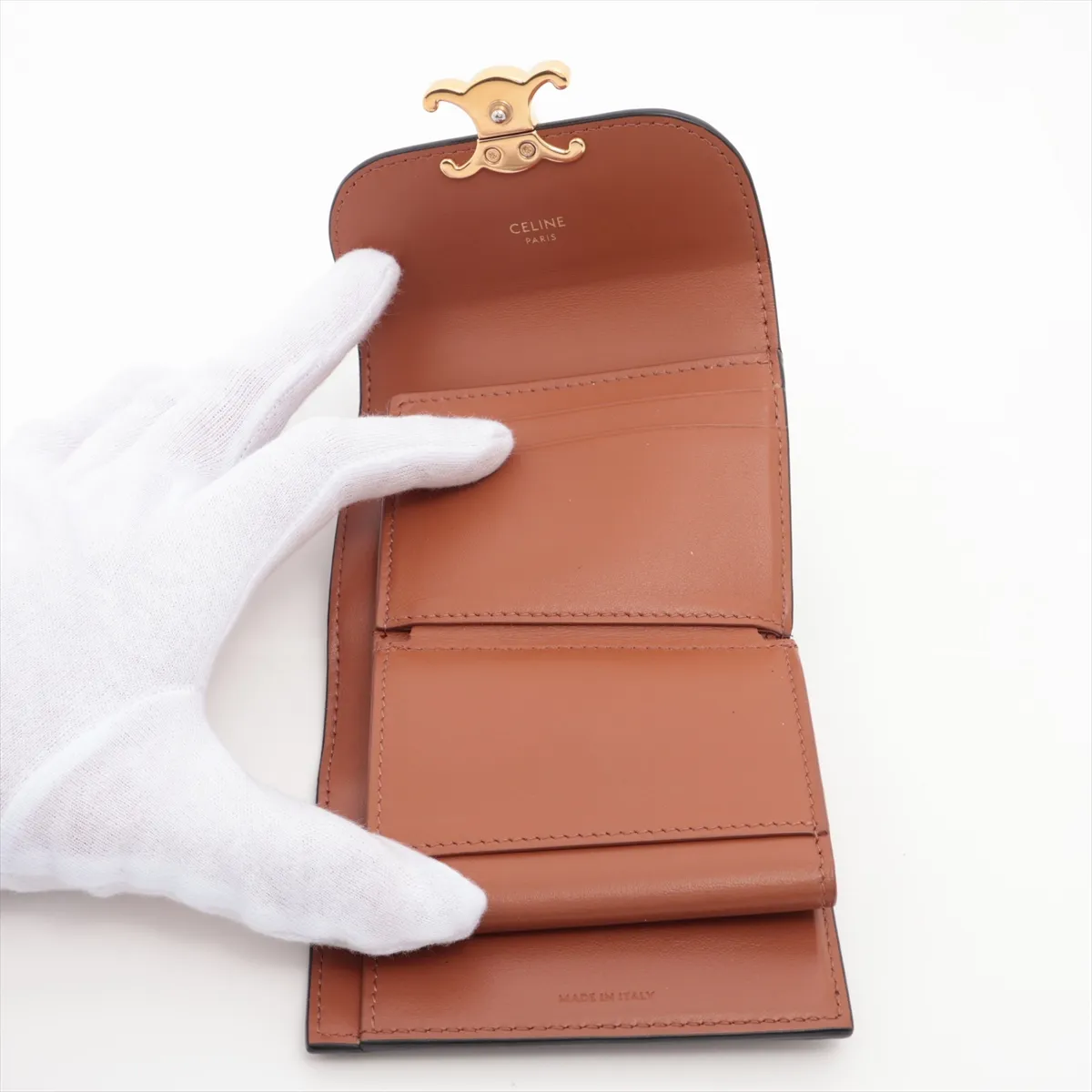 Triomphe Small Flap Wallet, PVC x Leather, Compact Wallet, Brown — view 5