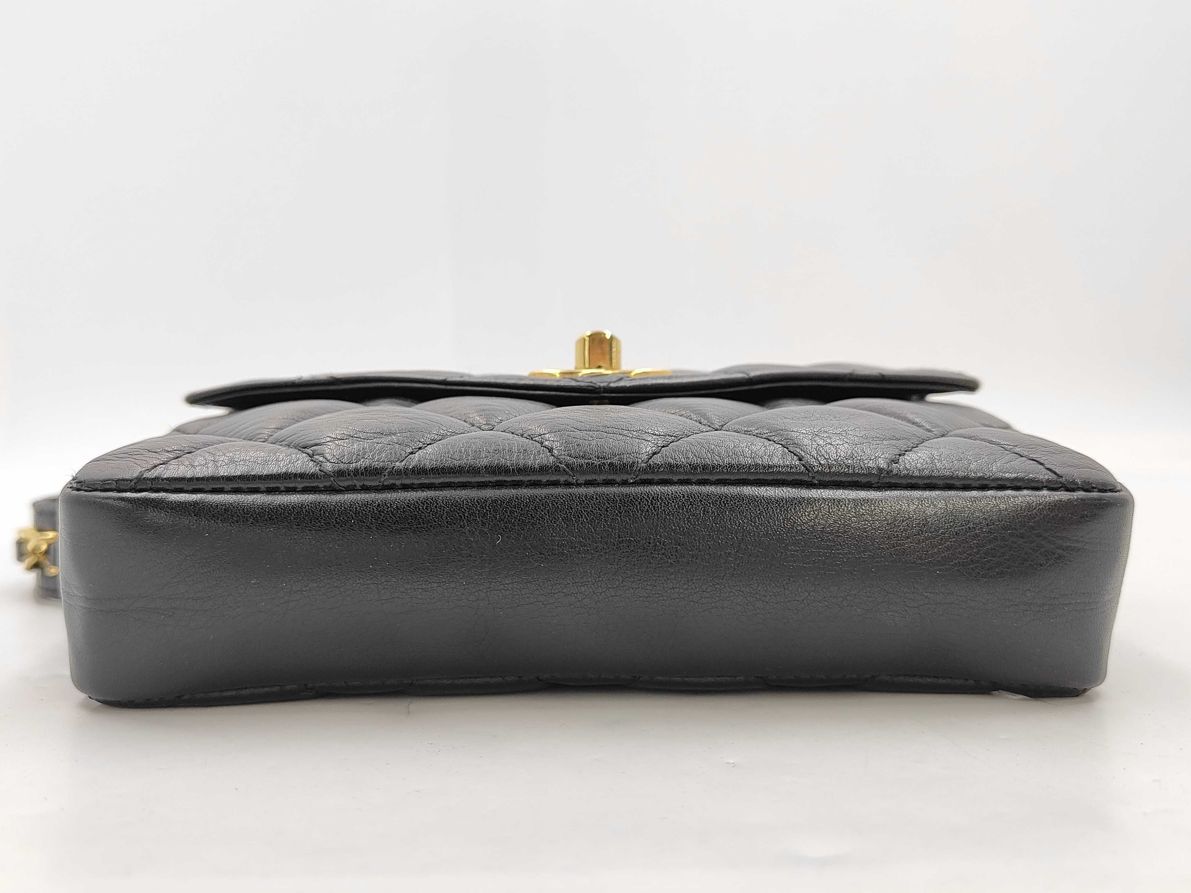 Matelassé Coco Mark Chain Waist Bag, Black — view 6