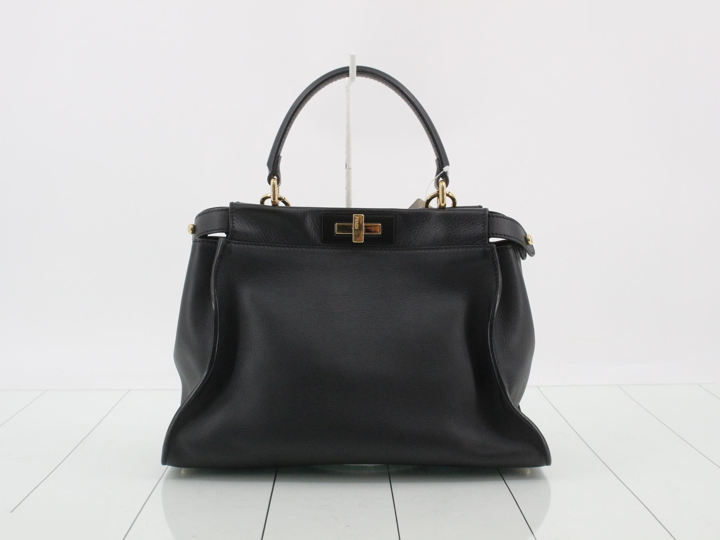 Peekaboo Leather 2-Way Shoulder/Handbag, Black — view 2