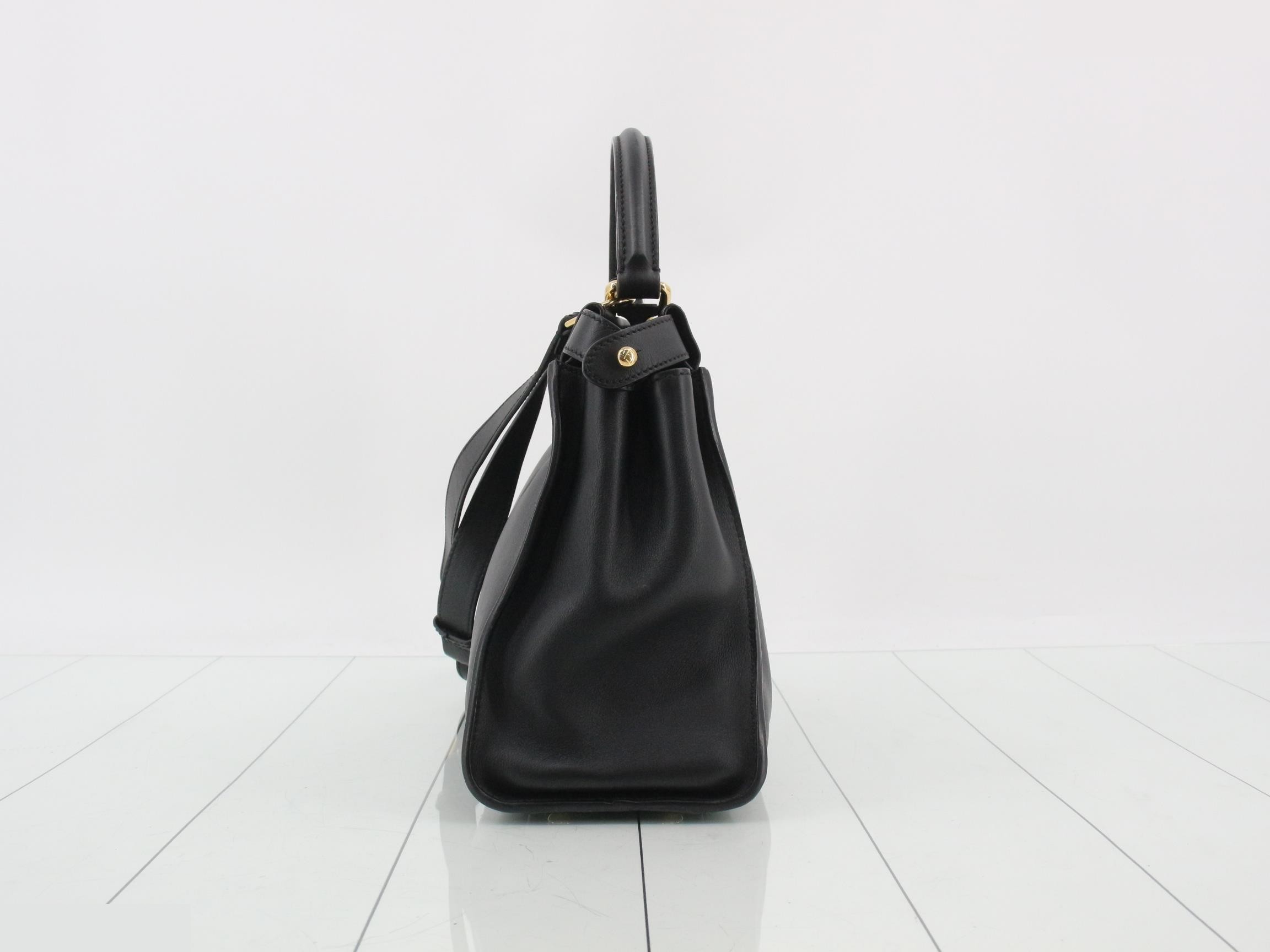 Peekaboo Leather 2-Way Shoulder/Handbag, Black — view 3