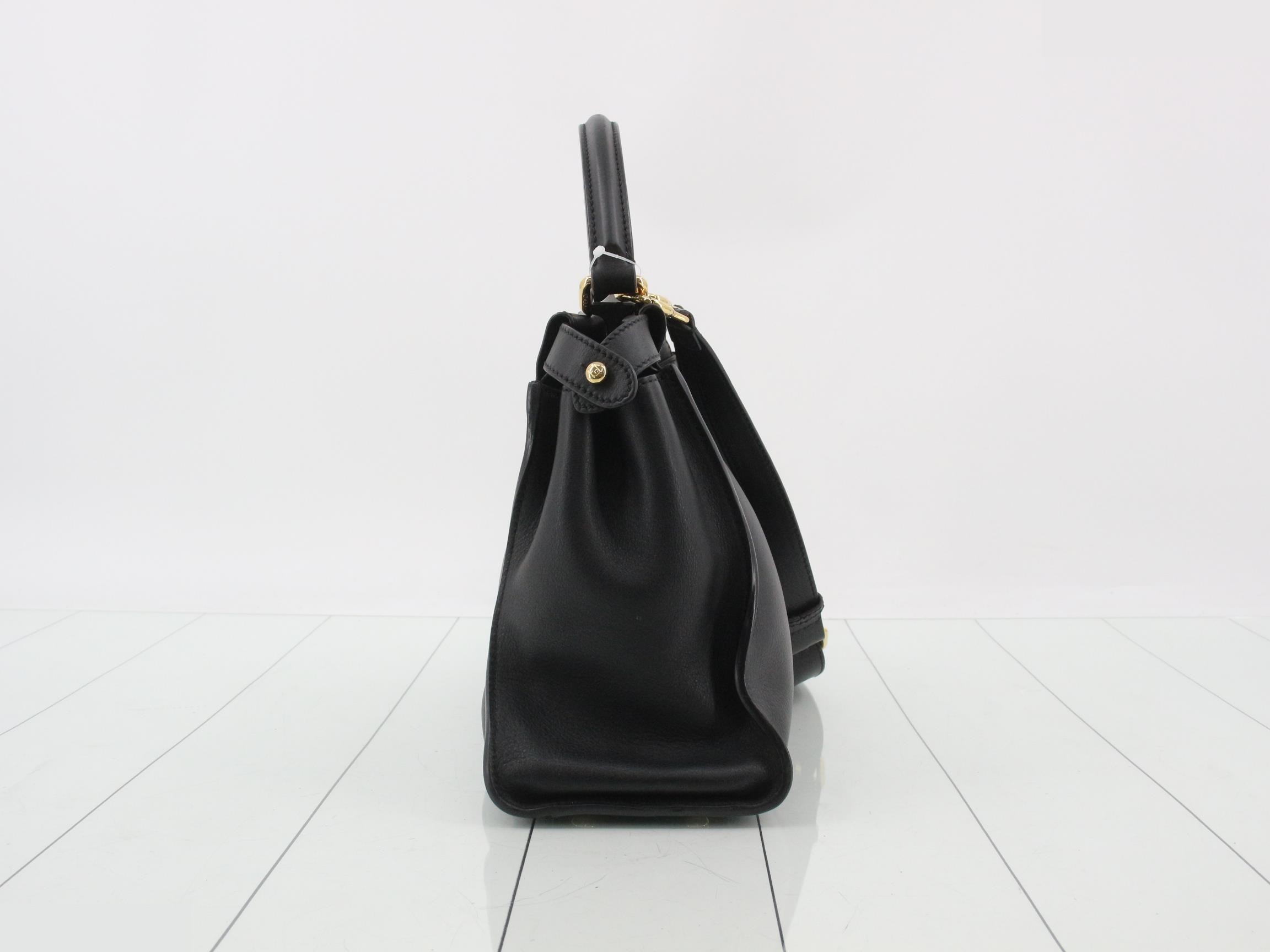 Peekaboo Leather 2-Way Shoulder/Handbag, Black — view 4