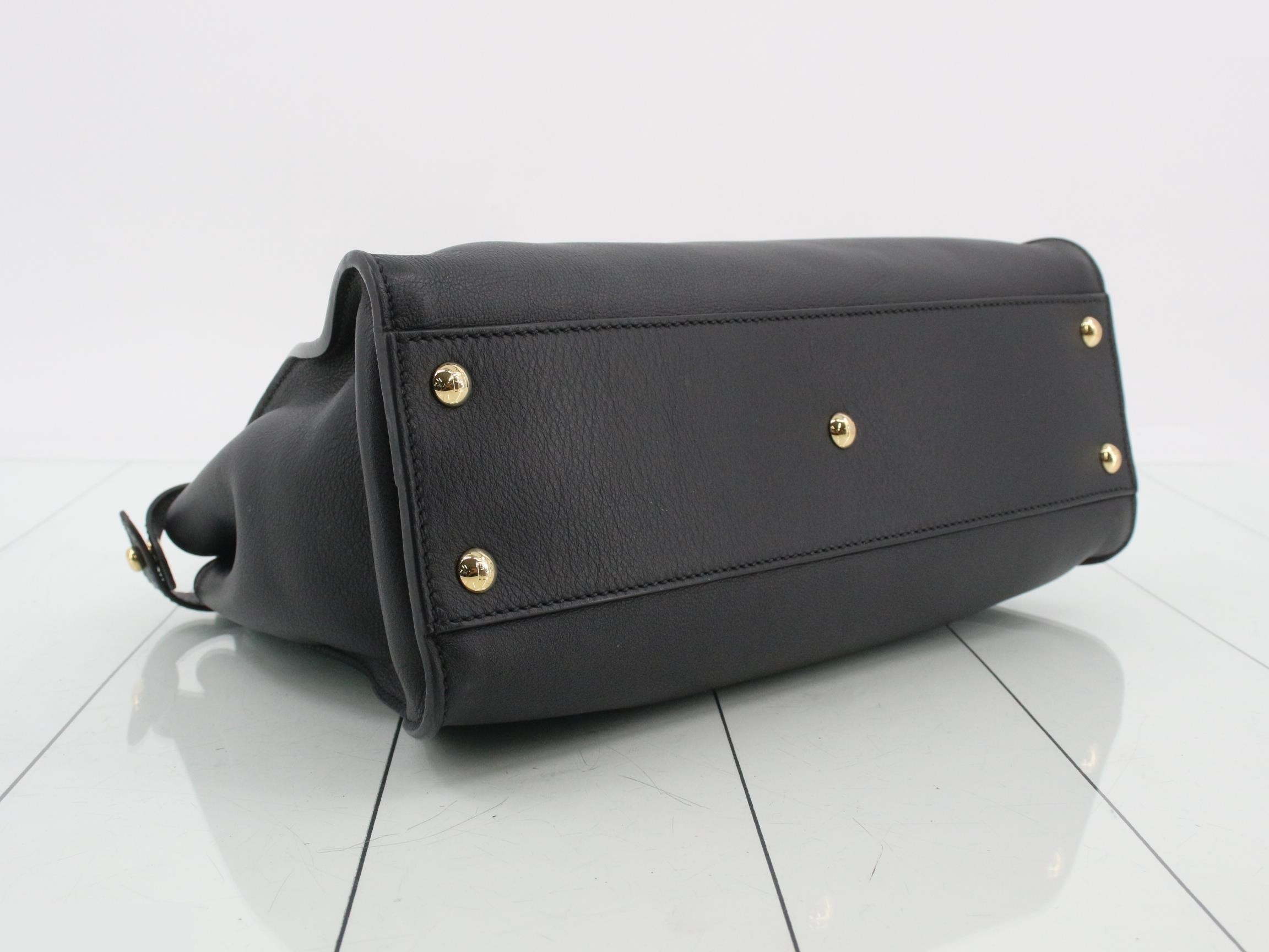 Peekaboo Leather 2-Way Shoulder/Handbag, Black — view 5