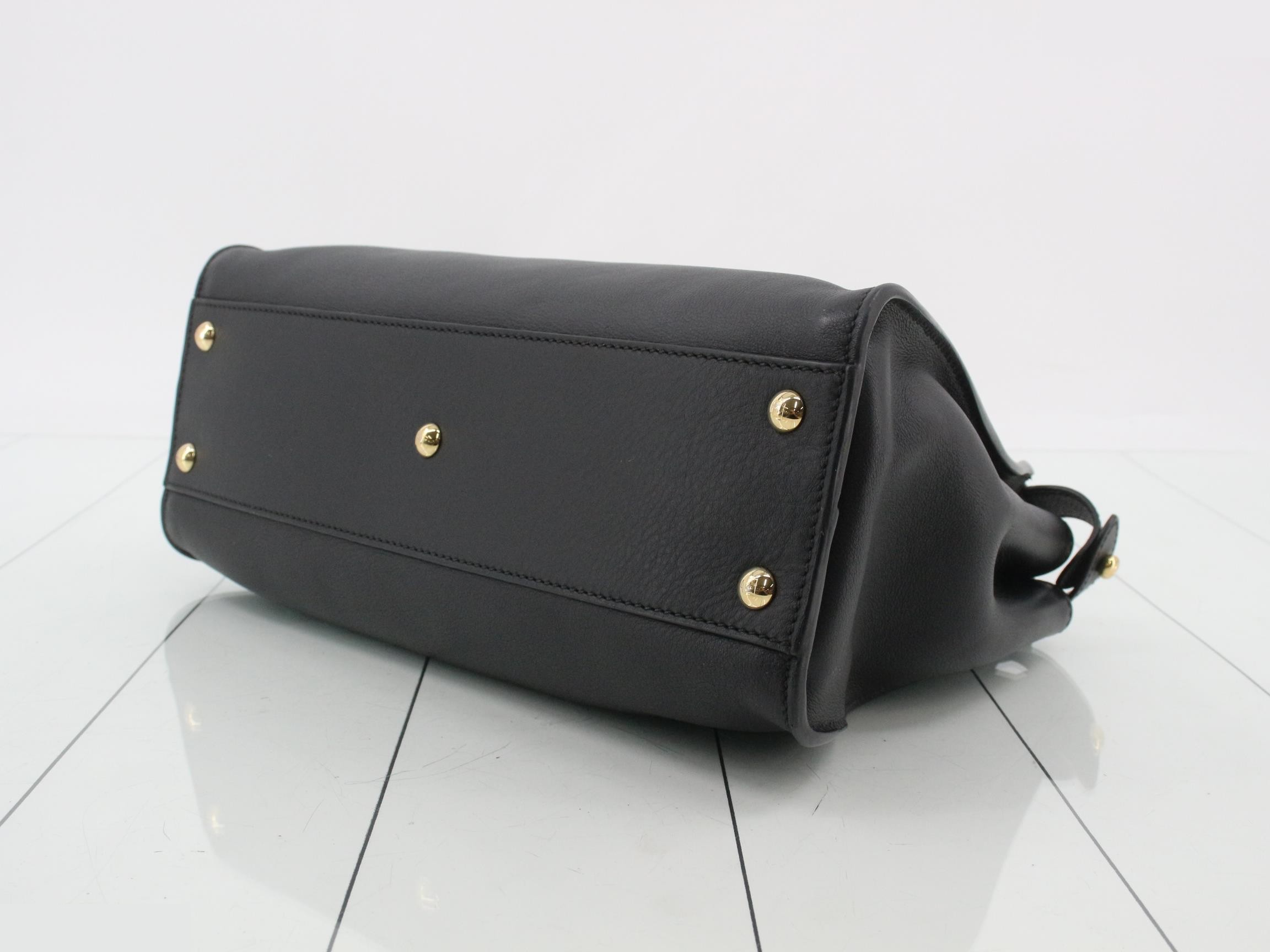 Peekaboo Leather 2-Way Shoulder/Handbag, Black — view 6