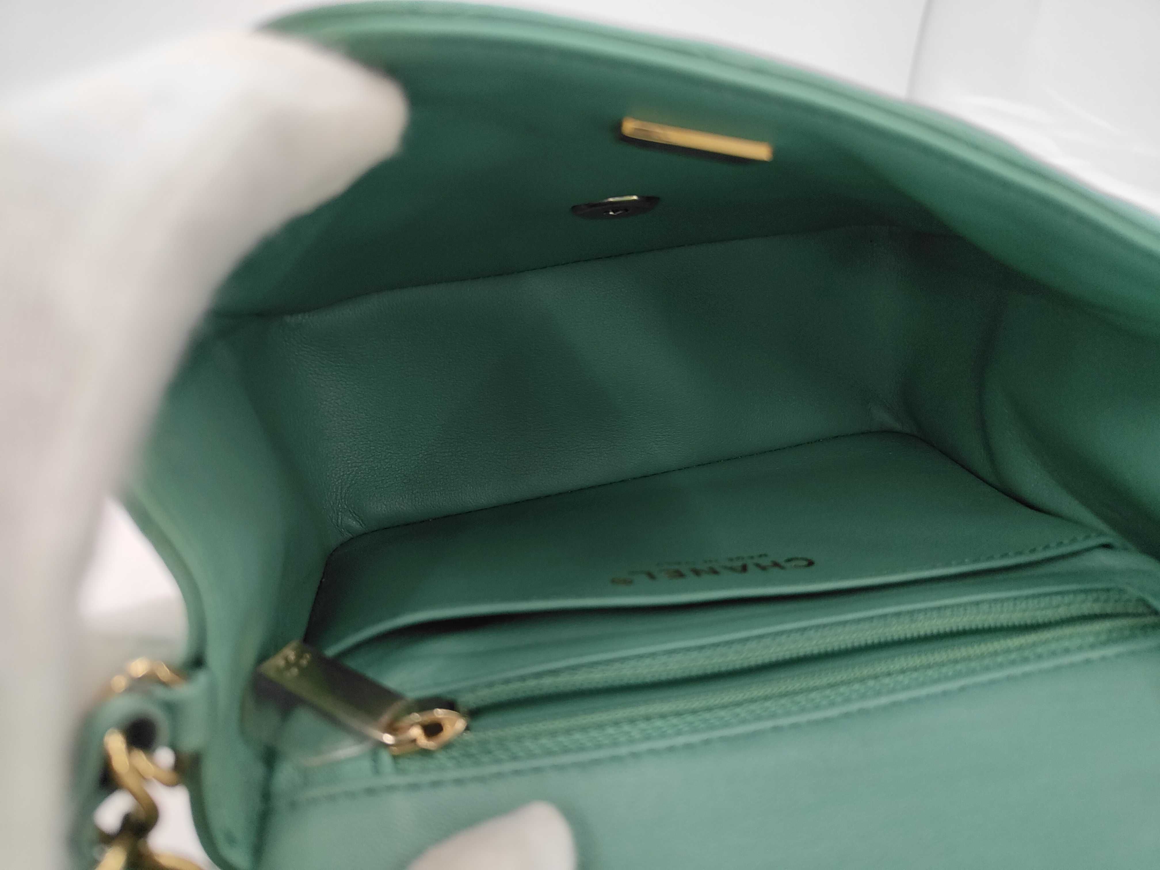 Lambskin Green Mini Matelassé RFID Shoulder Bag — view 12