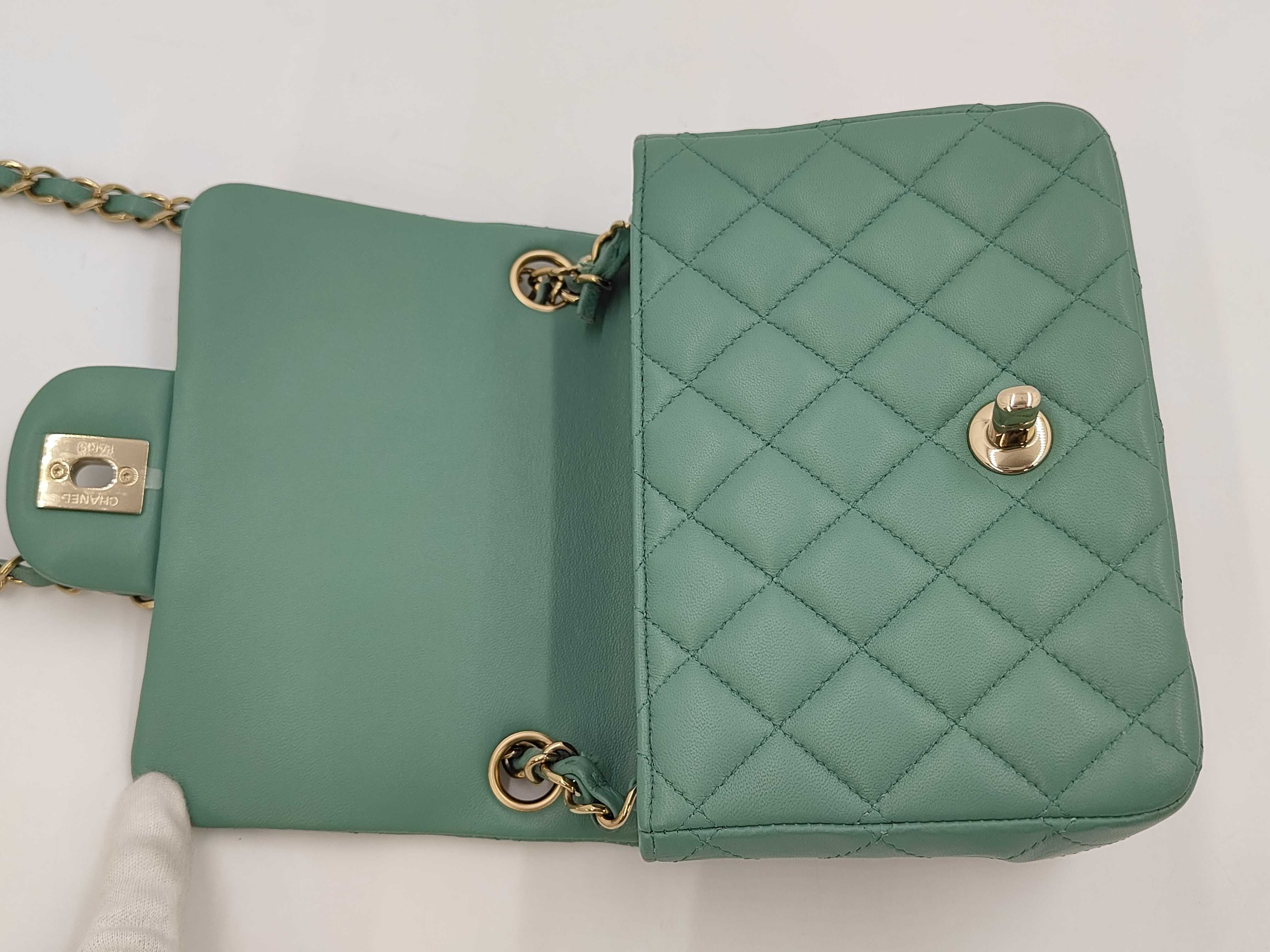 Lambskin Green Mini Matelassé RFID Shoulder Bag — view 8