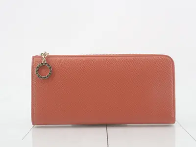 L-shaped zipper long wallet, unused, terracotta
