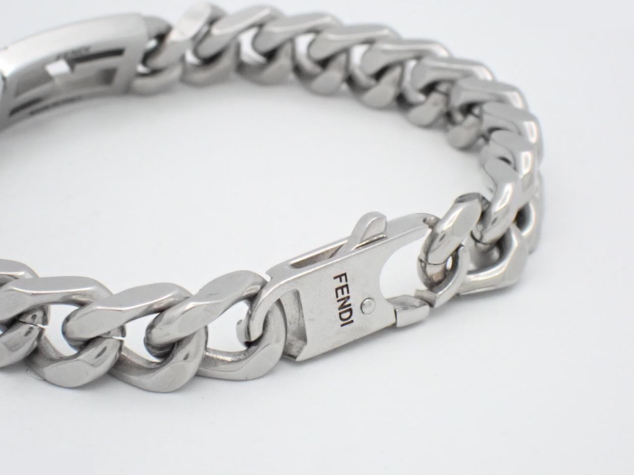 Bracelet, FF brand, curb chain, silver, size M, comes with box, wrist circumference approximately 19cm. — view 3