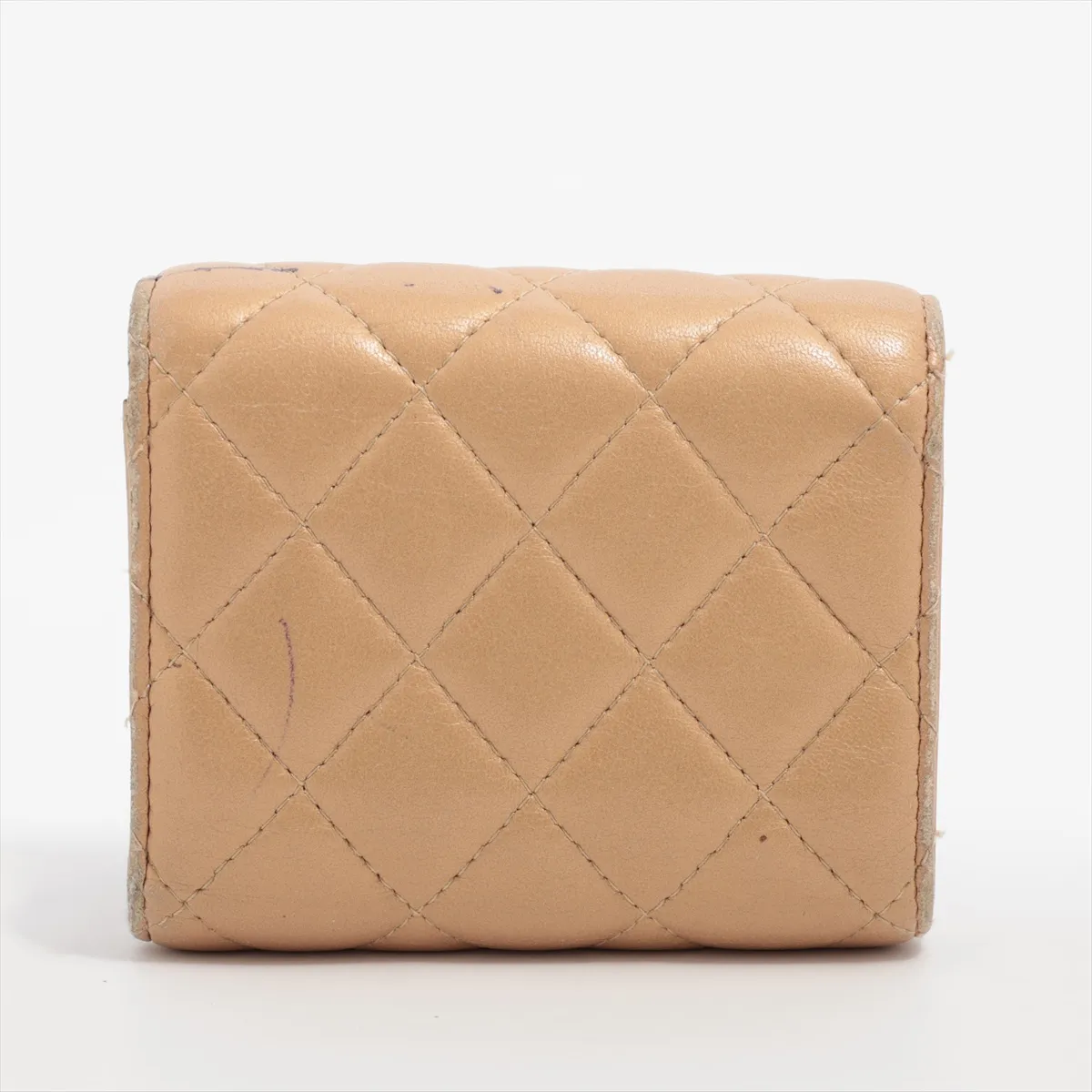 Matelassé Lambskin Compact Wallet, Yellow Gold, Gold Hardware — view 2