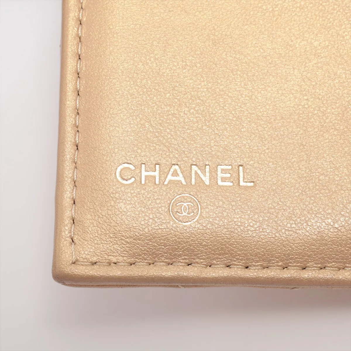 Matelassé Lambskin Compact Wallet, Yellow Gold, Gold Hardware — view 8
