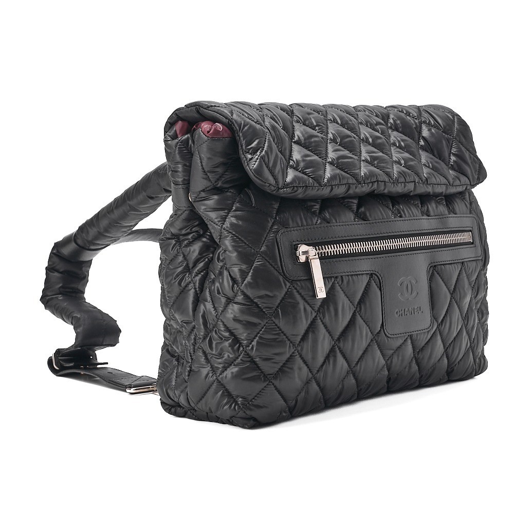 Coco Cocoon Nylon Backpack, Black, Silver Hardware, Series 13 — view 3