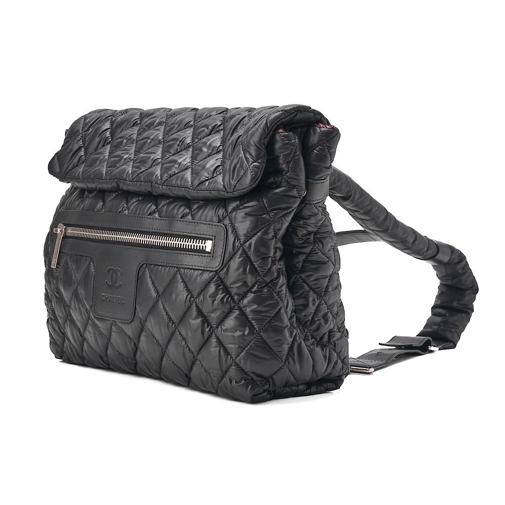 Coco Cocoon Nylon Backpack, Black, Silver Hardware, Series 13 — view 4