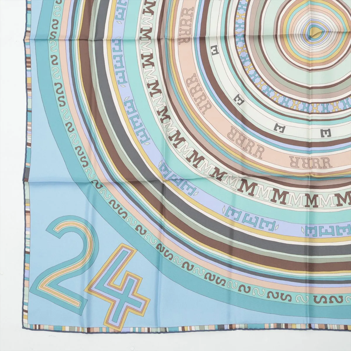 Carre 90 FRANCE PARIS 24 Fbg Scarf Silk Blue Thread — view 5