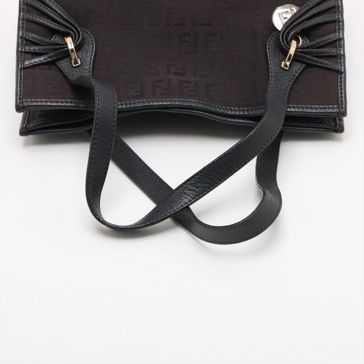 Zucchino Canvas x Leather Handbag Black 8BH152 — view 5