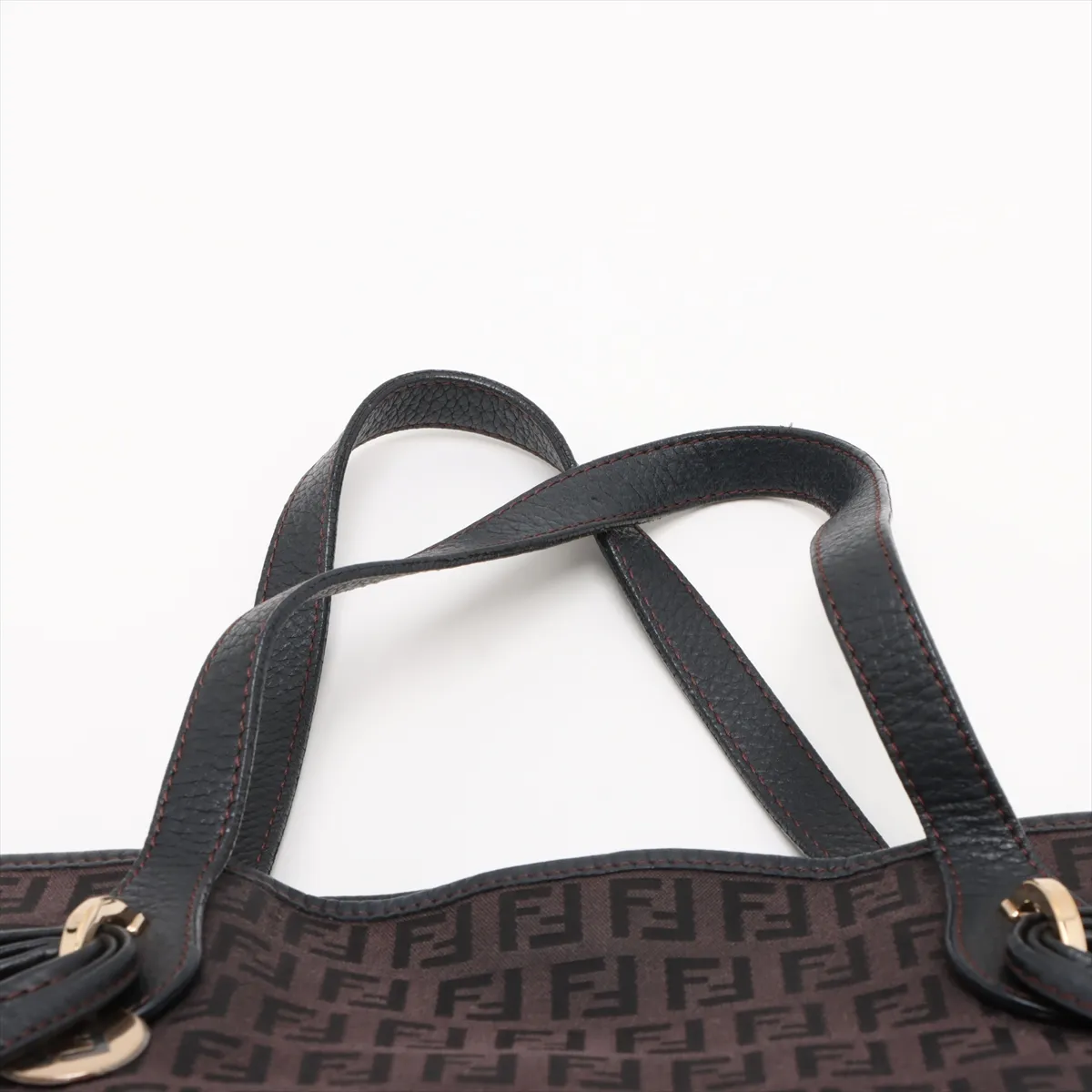 Zucchino Canvas x Leather Handbag Black 8BH152 — view 6