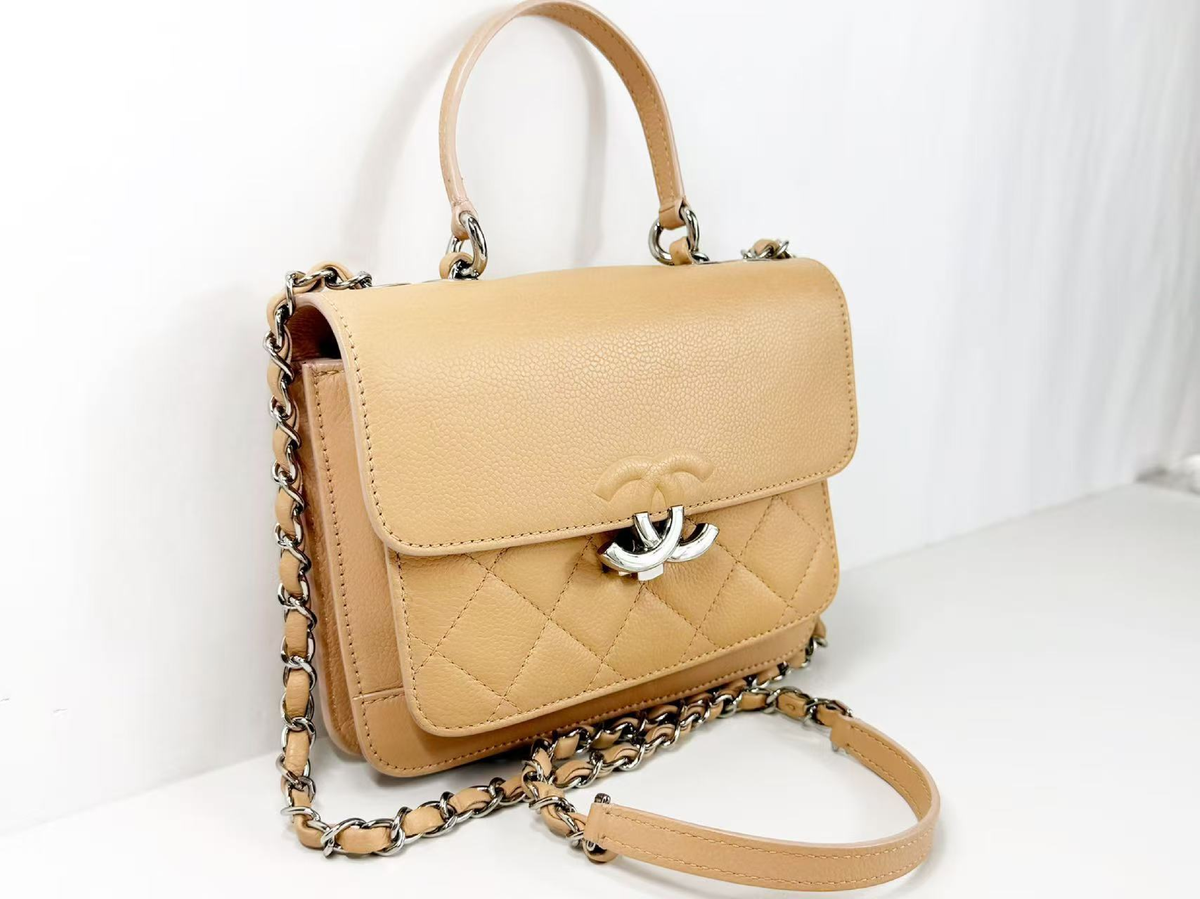 Caviar Skin Matelassé Half Coco Shoulder Bag, Approx. W20cm, Serial Number , with Dust Bag and Seal, Silver Hardware, Item Number 24217590 — view 2