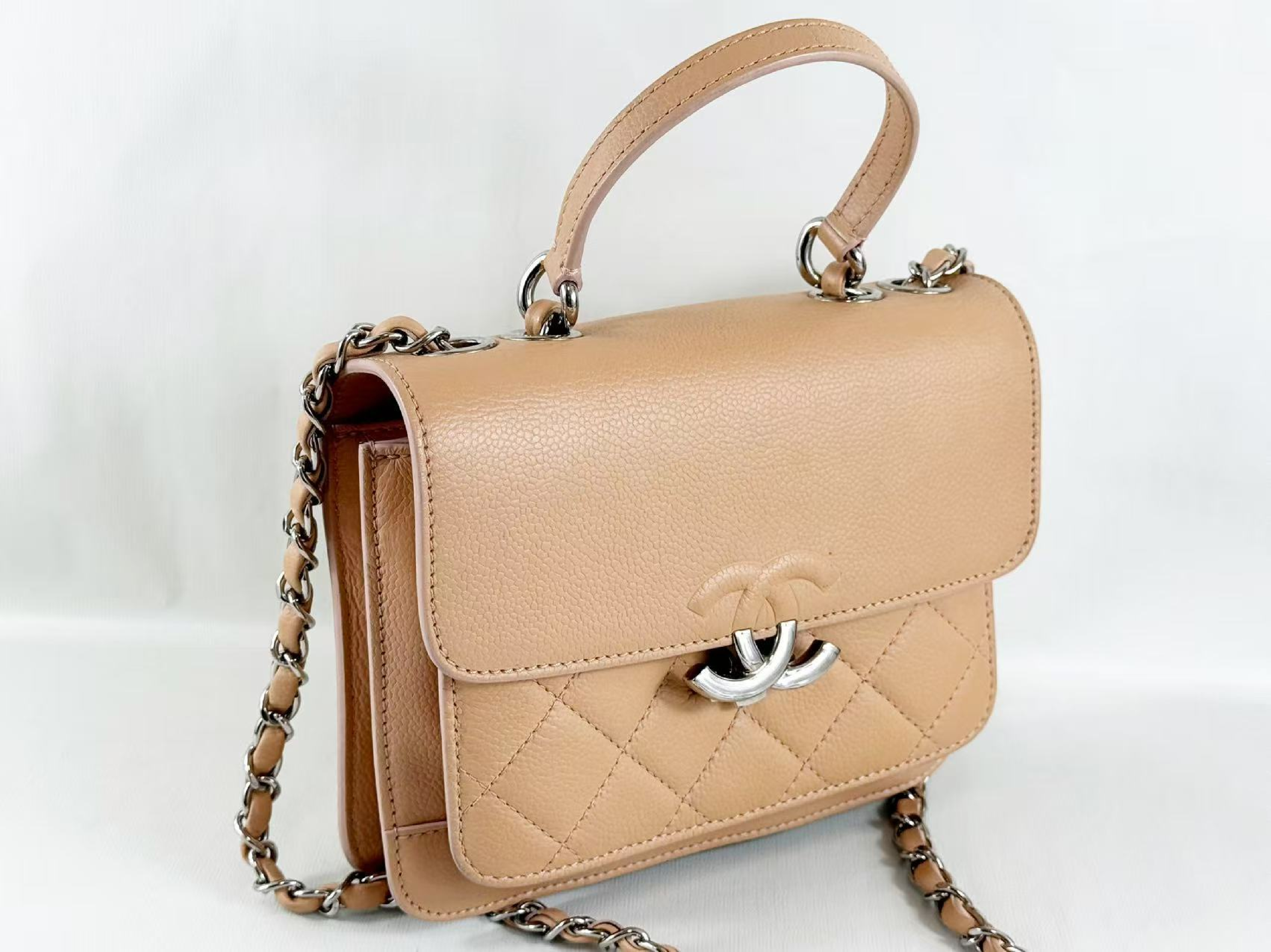 Caviar Skin Matelassé Half Coco Shoulder Bag, Approx. W20cm, Serial Number , with Dust Bag and Seal, Silver Hardware, Item Number 24217590 — view 6