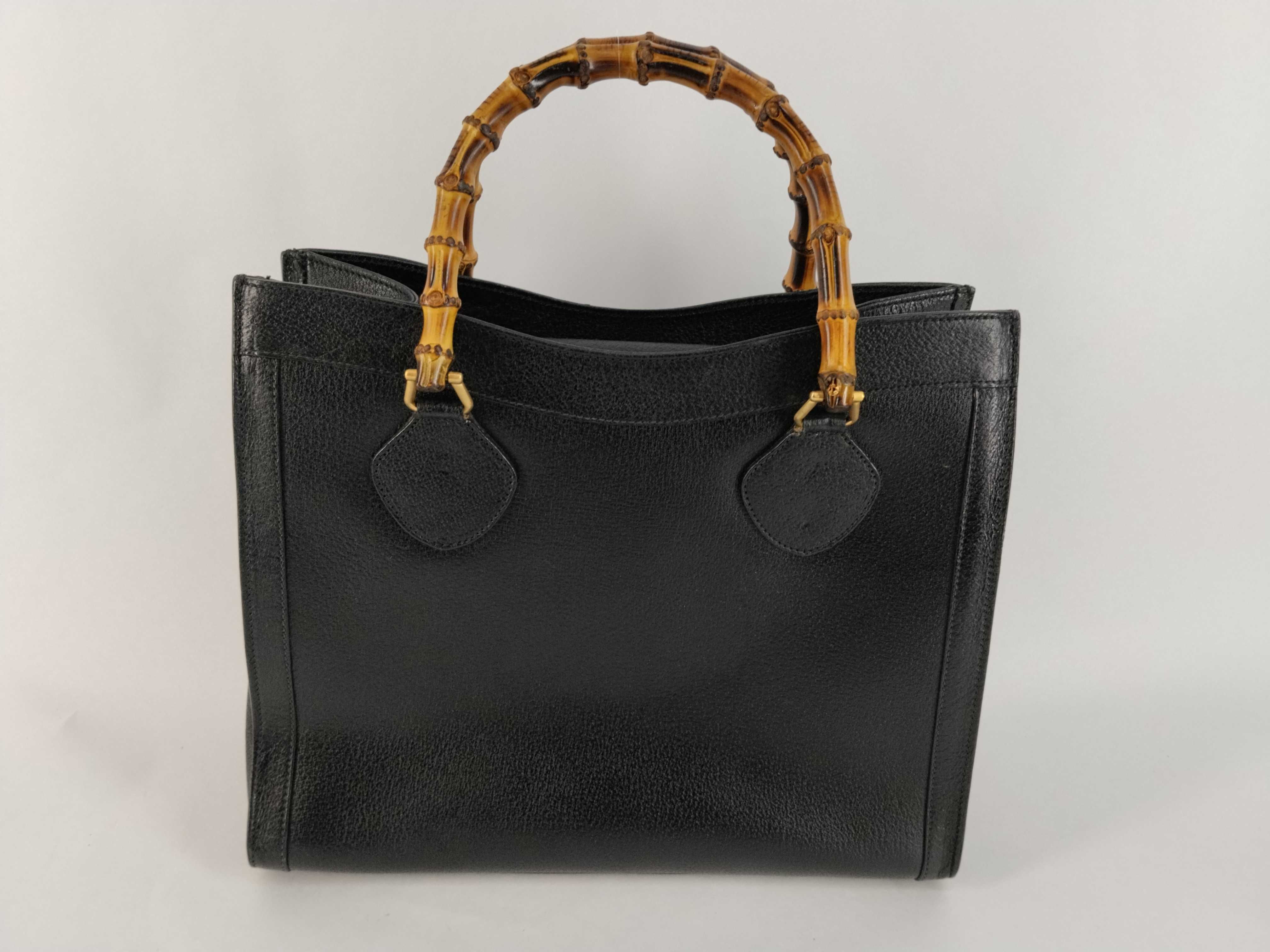 Bamboo Handbag, Leather, Black Handbag