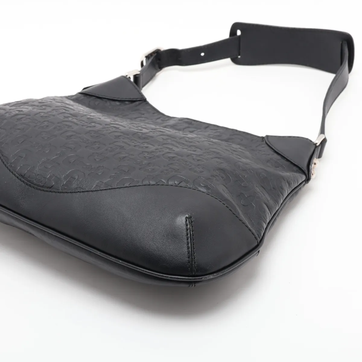 Horsebit Leather Shoulder Bag, Black, 272386 (Outlet) — view 3