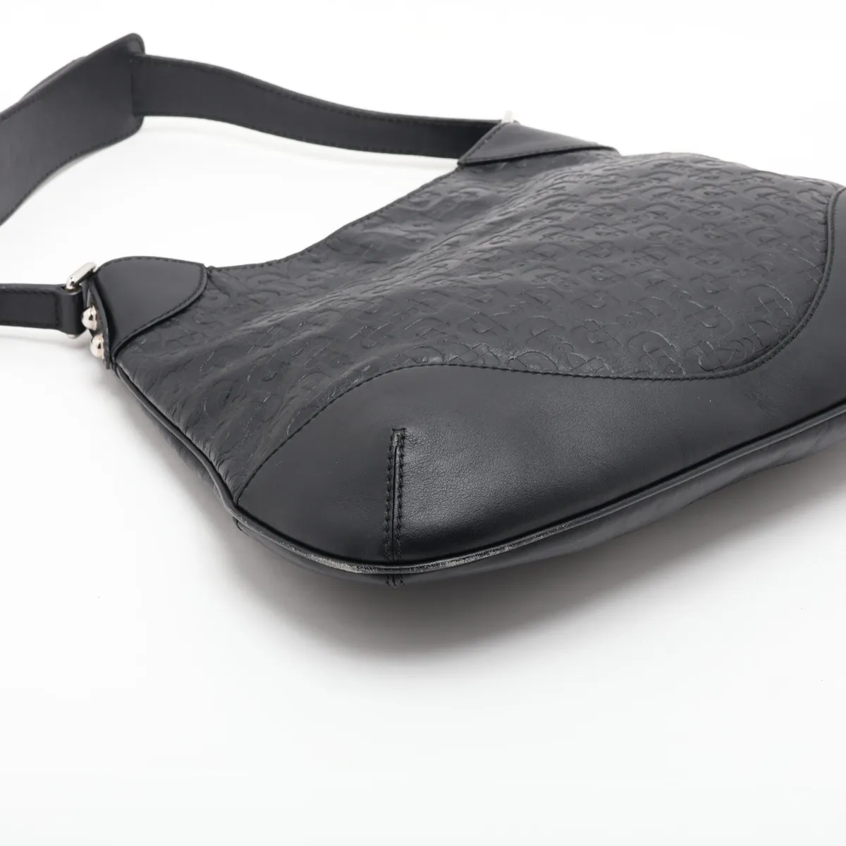 Horsebit Leather Shoulder Bag, Black, 272386 (Outlet) — view 4