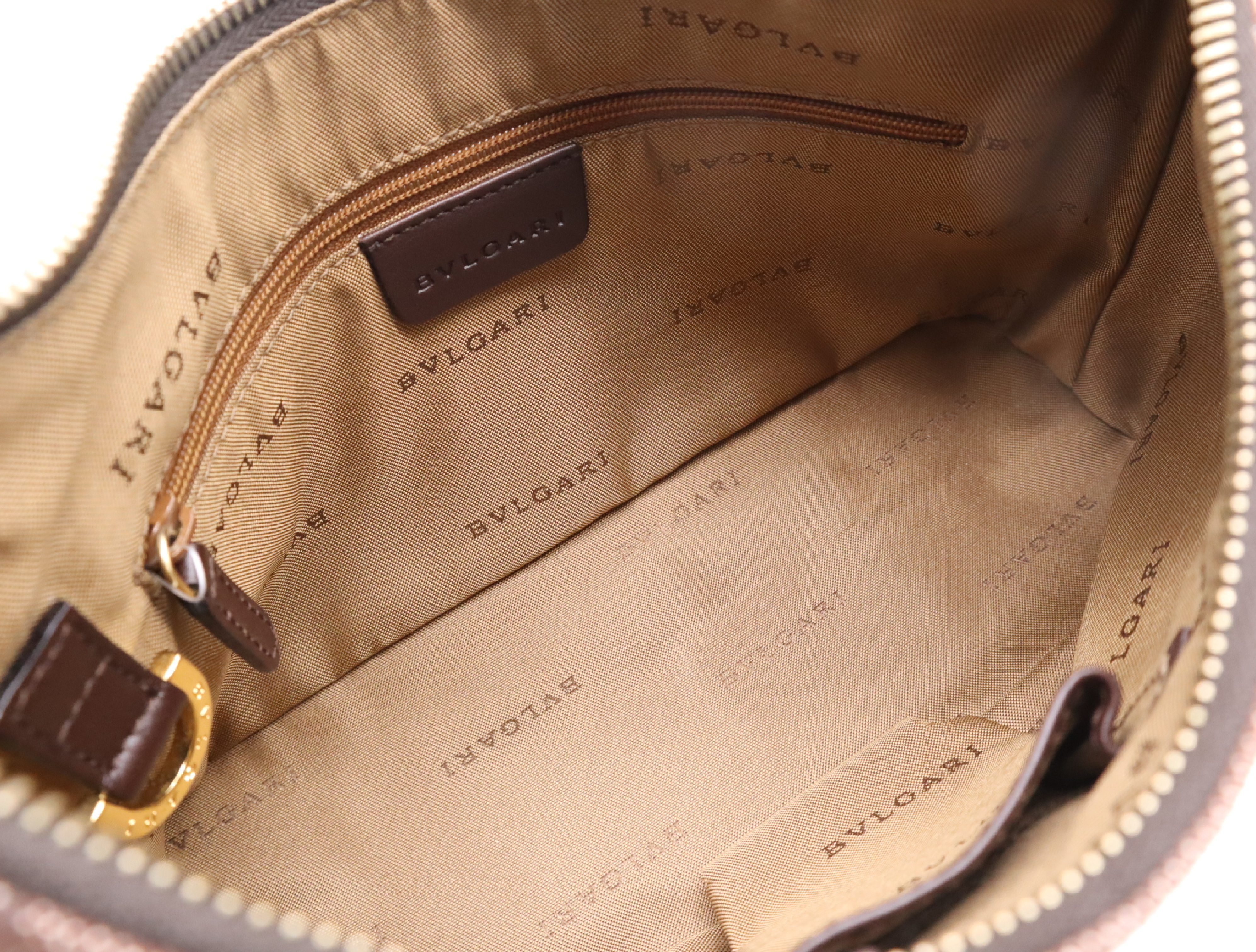 Canvas/Leather Logo Mania One-Shoulder Bag, Brown, Gold Hardware, Shoulder Bag — view 11