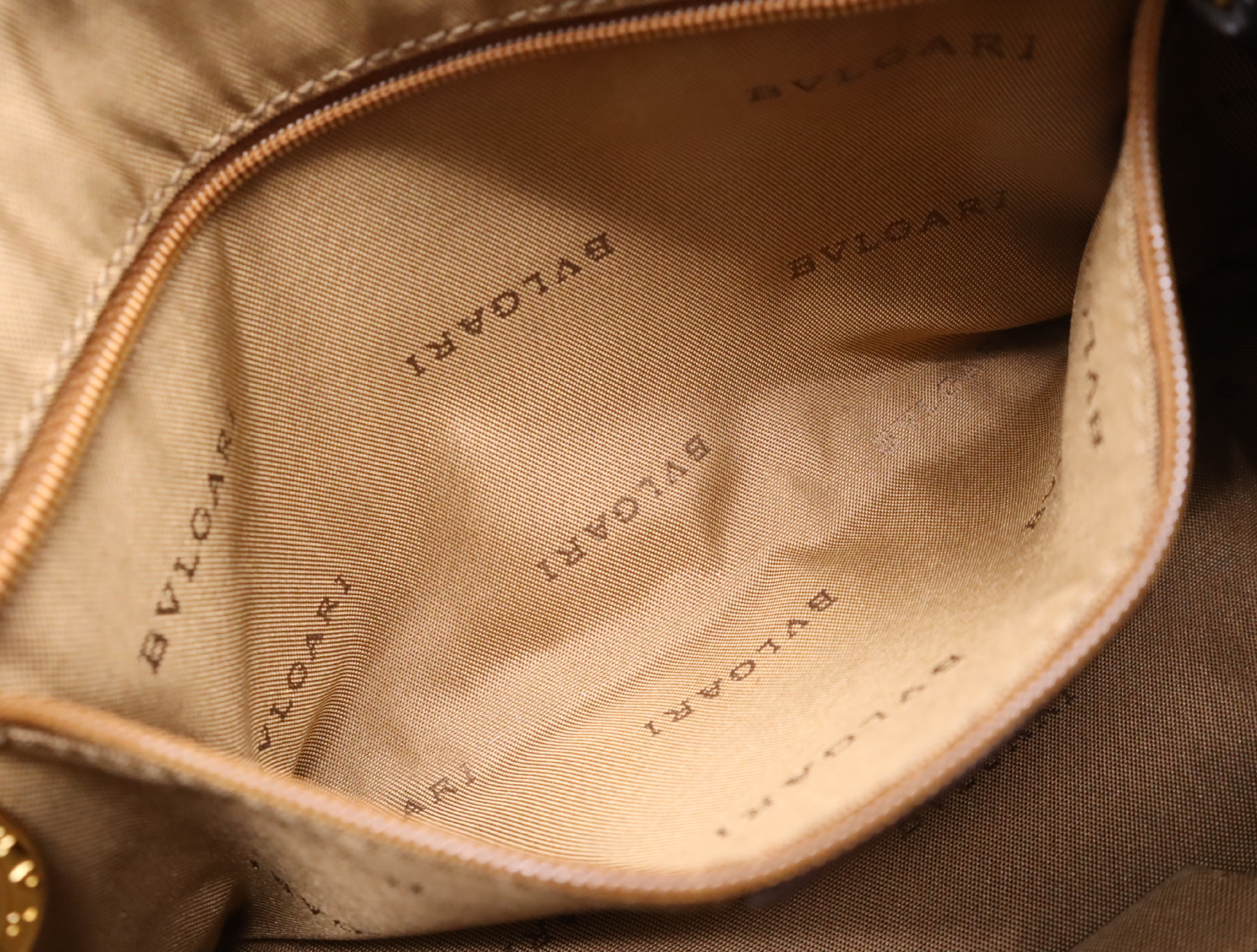 Canvas/Leather Logo Mania One-Shoulder Bag, Brown, Gold Hardware, Shoulder Bag — view 12
