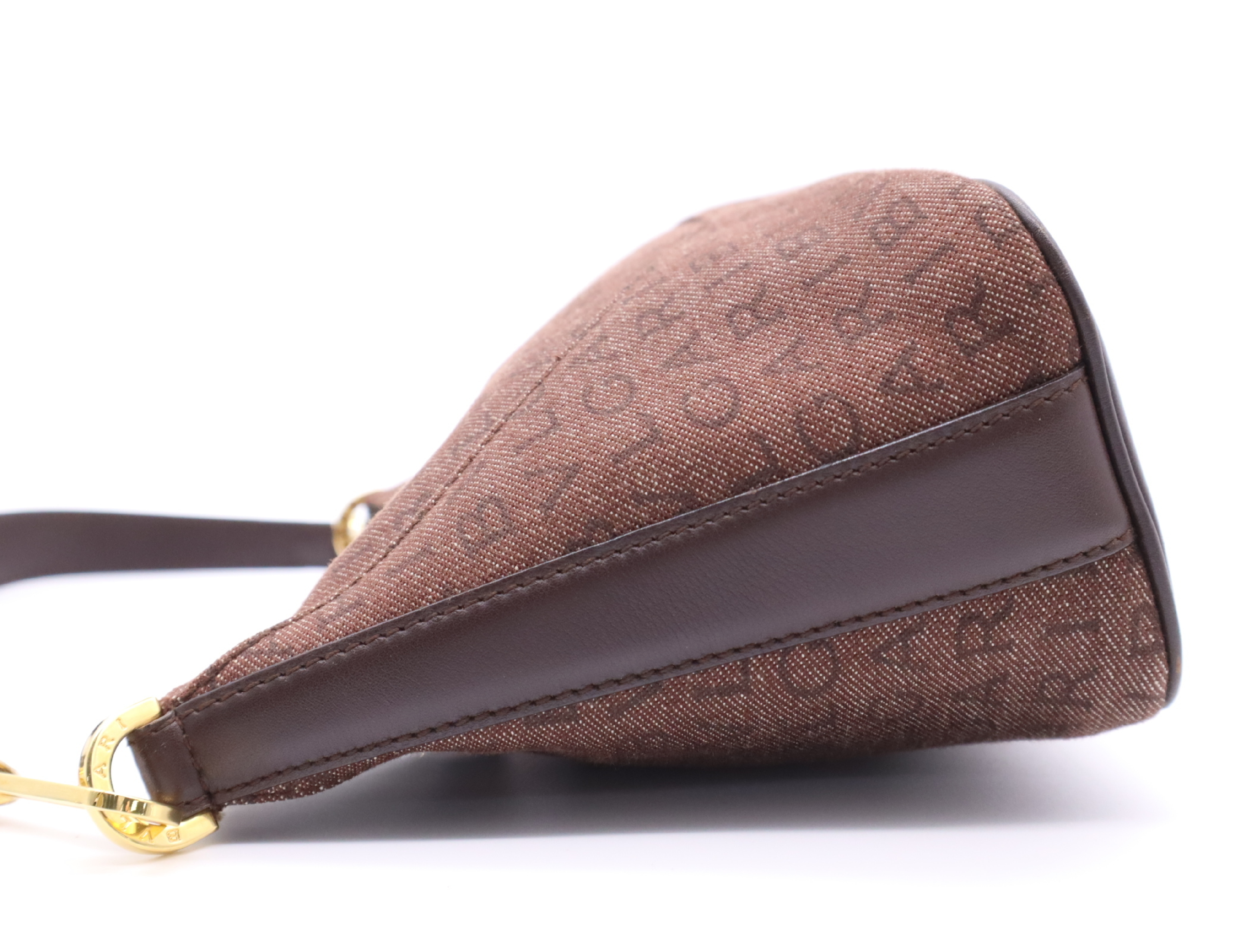 Canvas/Leather Logo Mania One-Shoulder Bag, Brown, Gold Hardware, Shoulder Bag — view 3